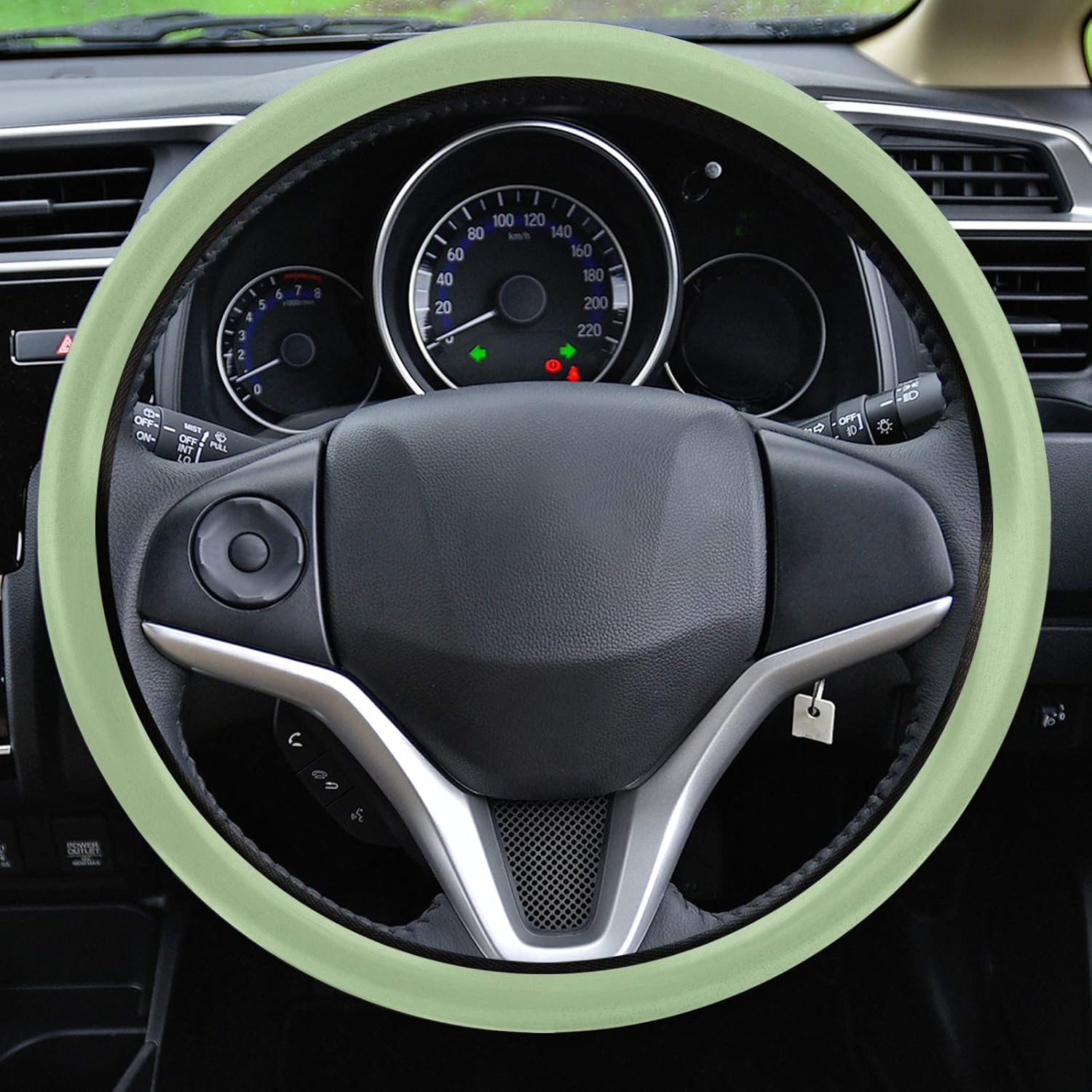 Funda protectora para volante de automóvil, color verde claro, elástica, esponja, elástica, para vehículos, camiones, SUV, accesorios automotrices