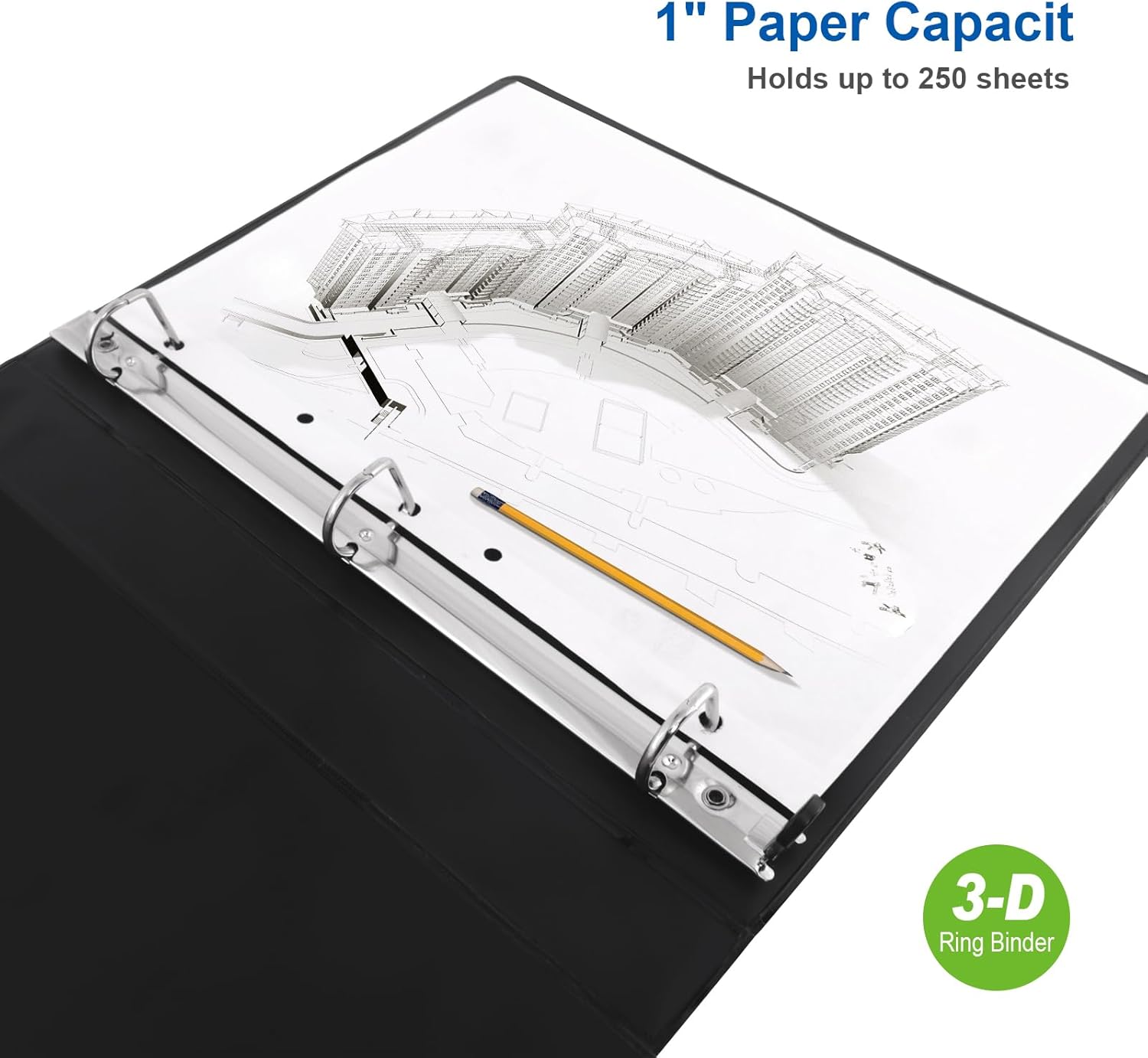 ViVin Carpeta inclinada D de 1.5 pulgadas, carpeta de 3 anillos de un solo toque de 1.5 pulgadas, se adapta a papel de 8.5 x 11 pulgadas, color
