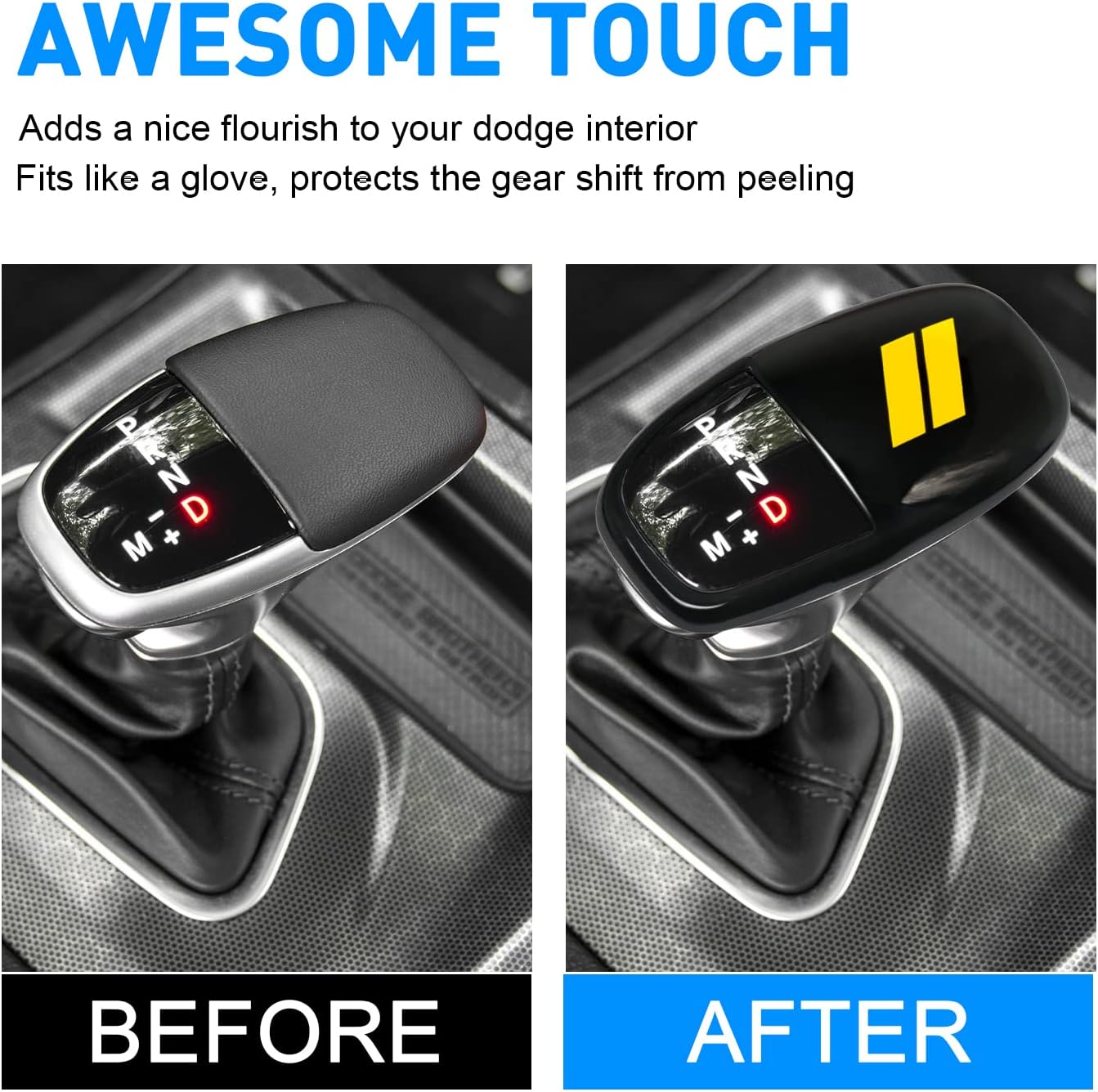 Pomo de la palanca de cambios para Dodge Charger Challenger Durango 2015-2021 2022 2023 Accesorios ABS Interior de palanca de cambios Protector de
