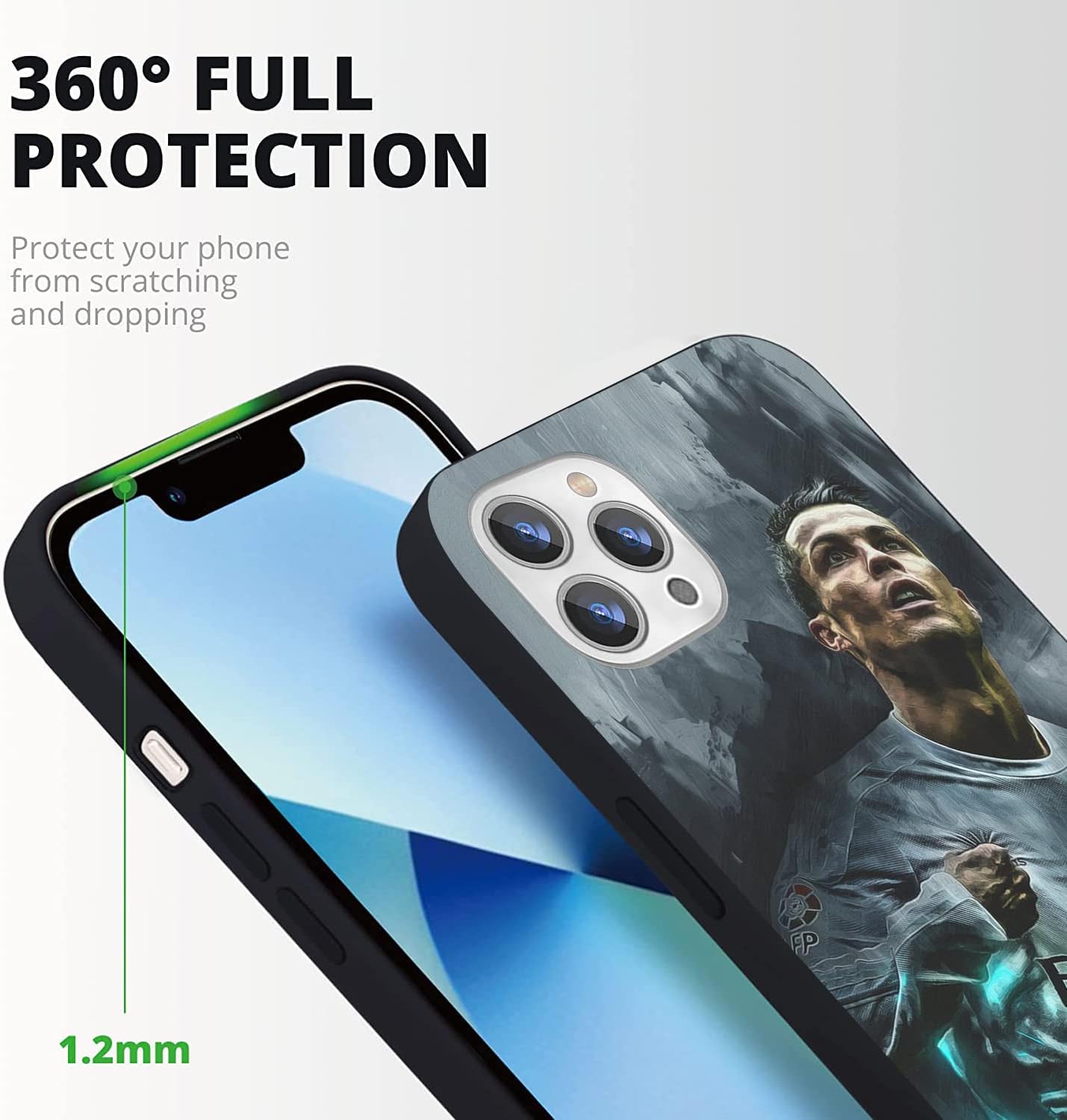 Superstar Fashion – Funda protectora de silicona suave de TPU para iPhone 13 Pro Max, absorción de golpes (súper famoso-Ronaldo-Star-8)