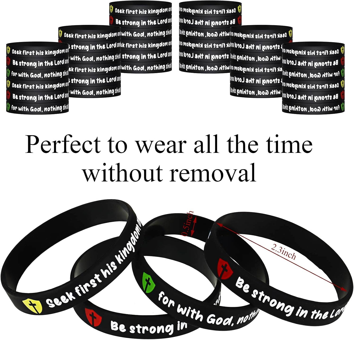 Pulseras de goma religiosas con versículos de la Biblia, pulseras religiosas, pulseras religiosas de colores para hombres, mujeres y adolescentes, 3