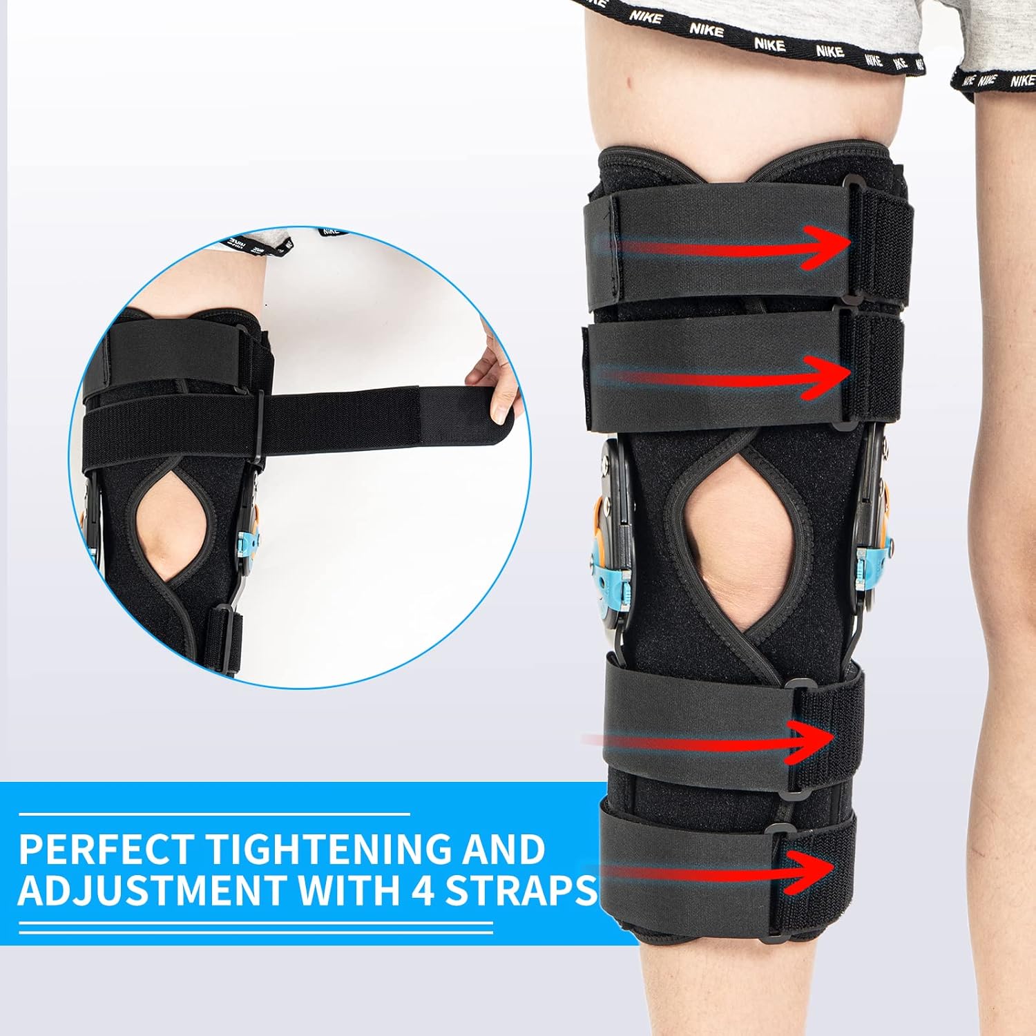 Rodilleras ROM con bisagras, soporte inmovilizador de rodilla ajustable para dolor de rodilla, ACL, MCL, PCL, artritis, menisco, recuperación