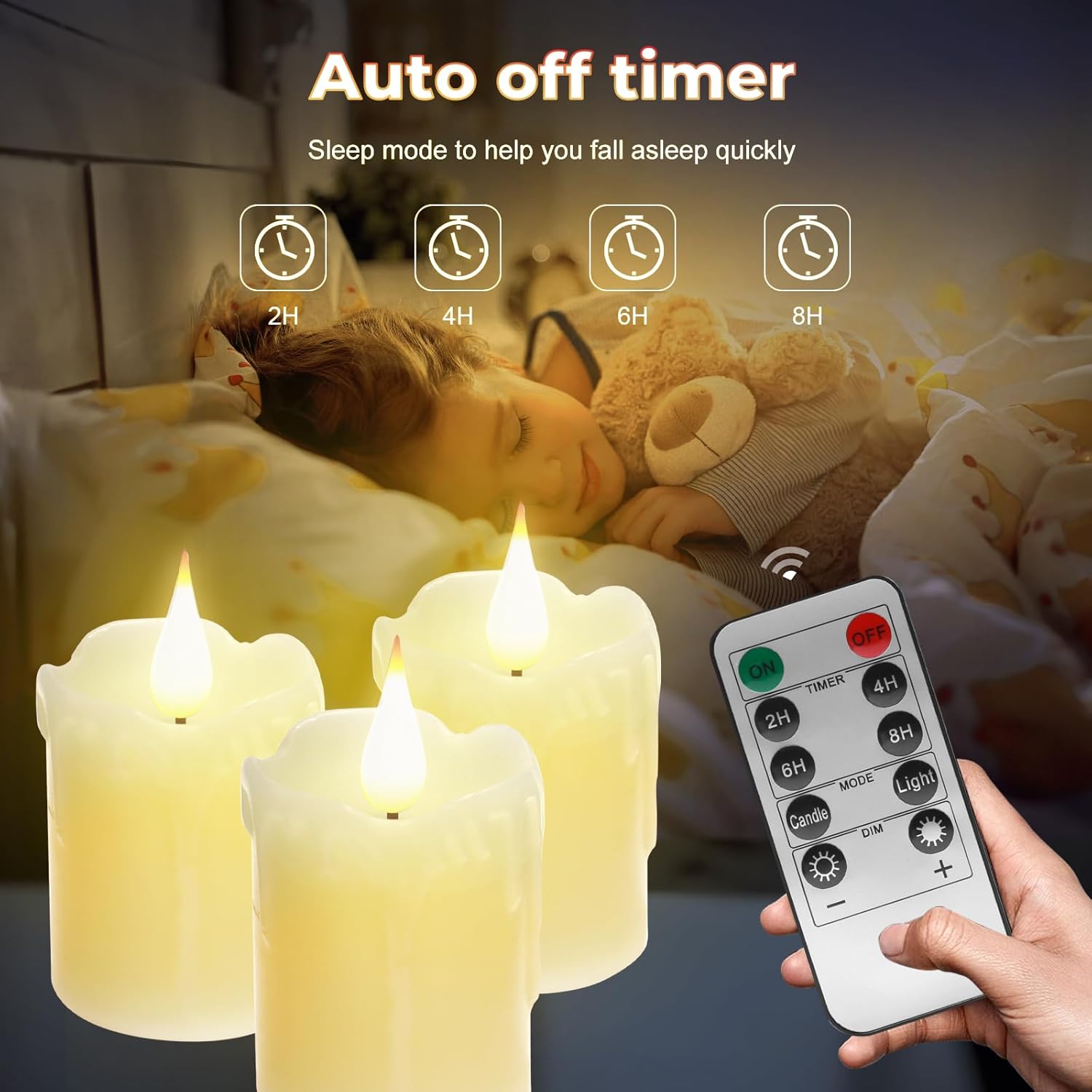 6 velas LED de cera real recargables sin llama, color blanco cálido, control remoto, 2 pulgadas de profundidad x 4 pulgadas de alto, brillo