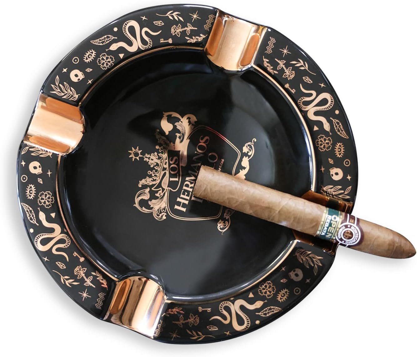 Cenicero grande para cigarros al aire libre, exterior, patio, interior, bandeja de cenizas de cerámica Fancy & Cool 4 soportes cenicero perfecto