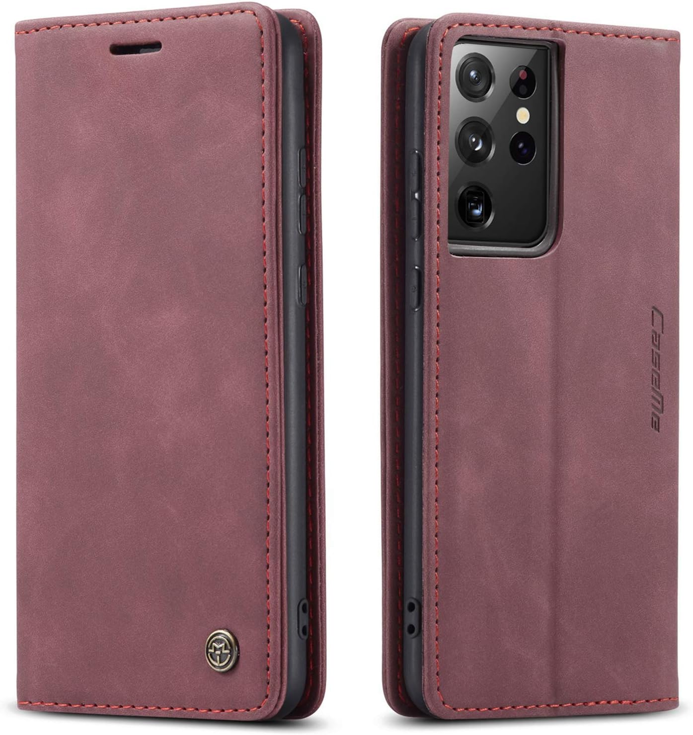 QLTYPRI Para Samsung Galaxy S22 Funda Vintage PU Cuero Billetera Funda TPU Bumper Tarjetas Ranuras Manos Libres Kickstand Cierre Magnético A Prueba