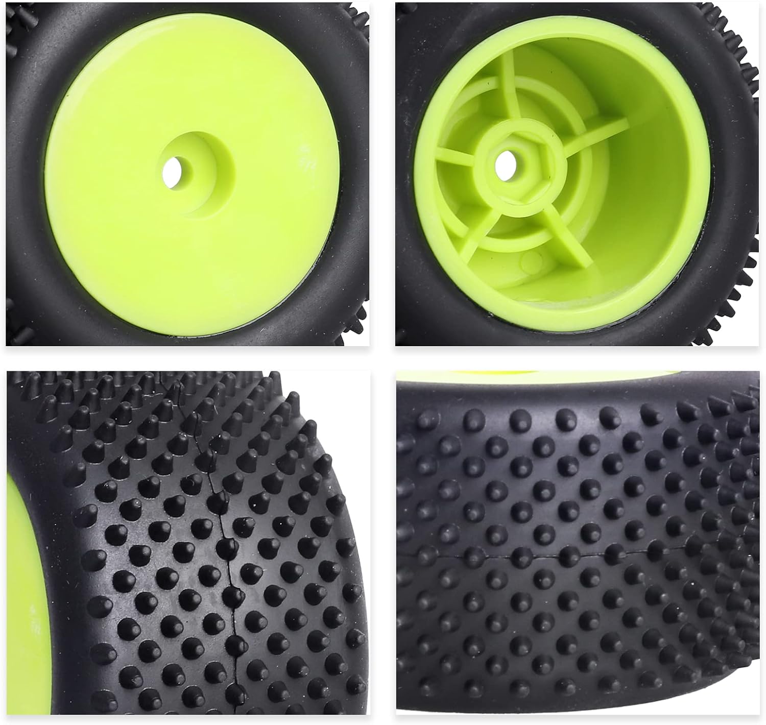 118 RC Buggy neumáticos traseros y ruedas para Wltoys 184011 A959 HSP 94815 94810 HPI Losi Mini T 2.0 118th Rail Buggy modelo, 2 unidades (verde)
