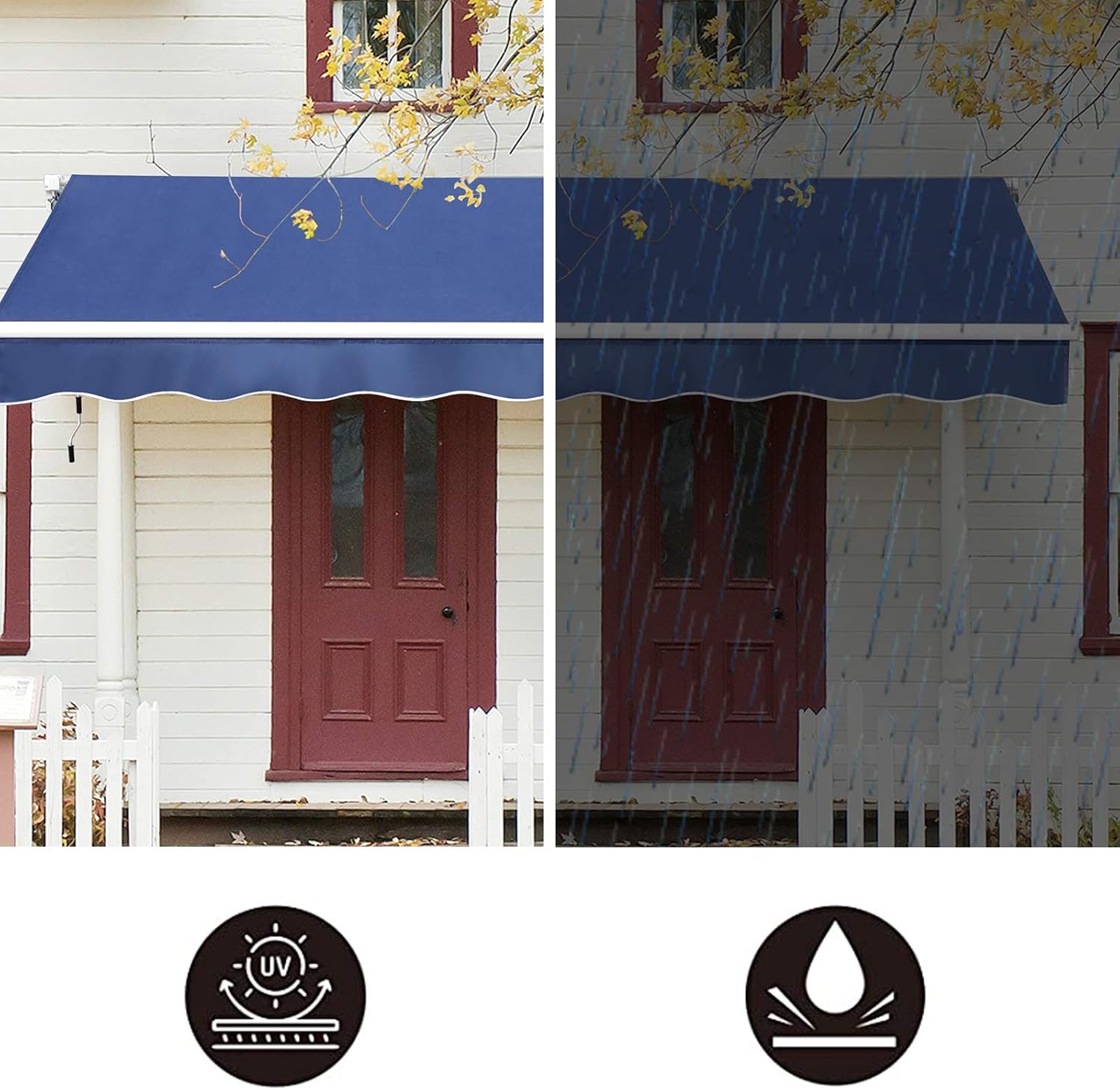 Toldo retráctil de 9,8 x 8,2 pies, para patio, refugio al aire libre con manivela y poliéster, resistente al agua, para patio, balcón, tienda,
