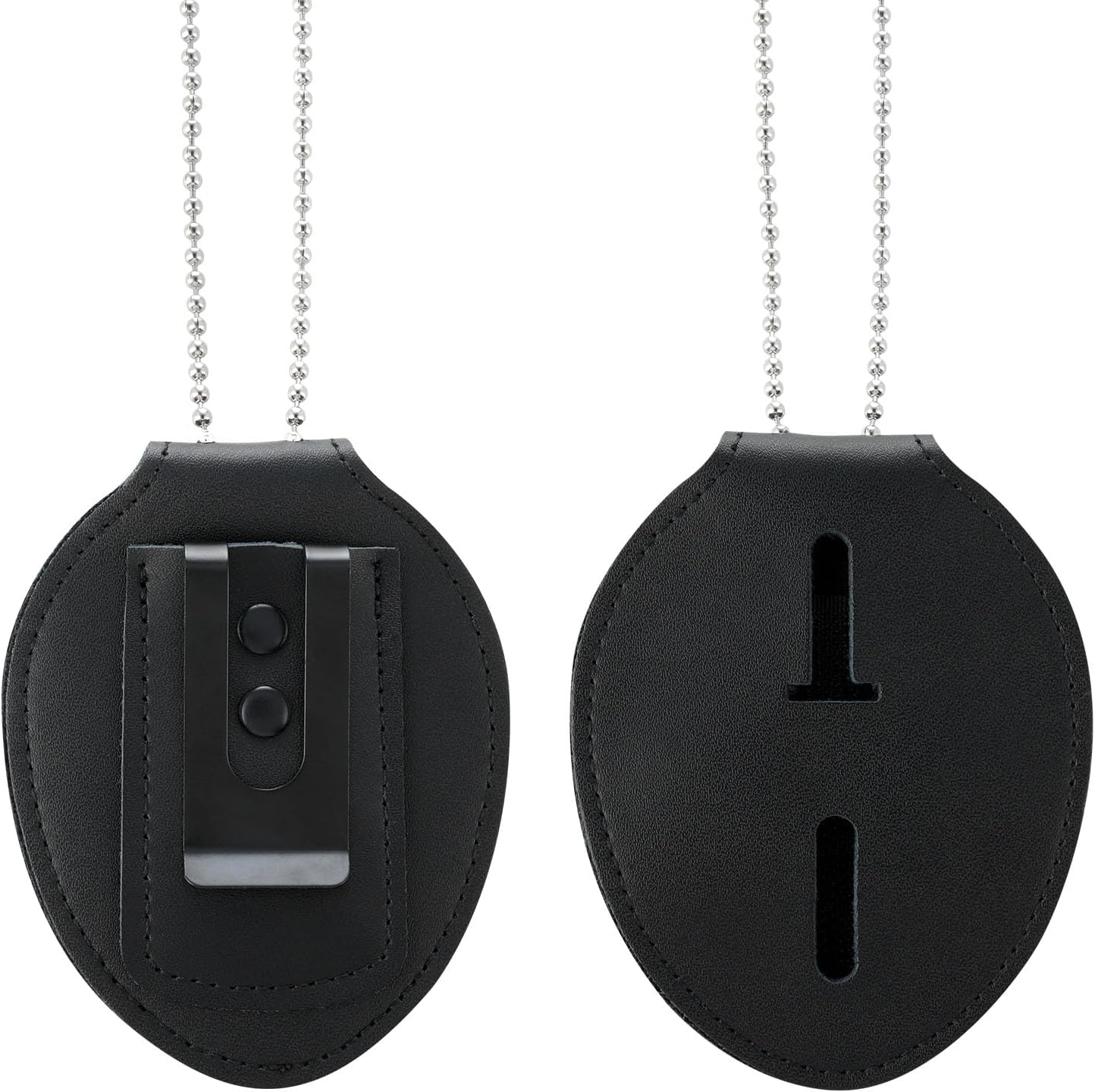 Soporte para placa de policía, soporte para tarjetas de seguridad, de piel de vaca, universal, clip para cinturón, clip de metal y cadena incluidos