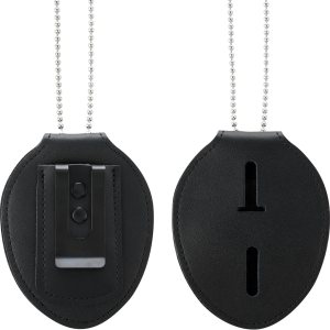 Soporte para placa de policía, soporte para tarjetas de seguridad, de piel de vaca, universal, clip para cinturón, clip de metal y cadena incluidos Soporte para placa de policía, soporte para tarjetas de seguridad, de piel de vaca, universal, clip para cinturón, clip de metal y cadena incluidos