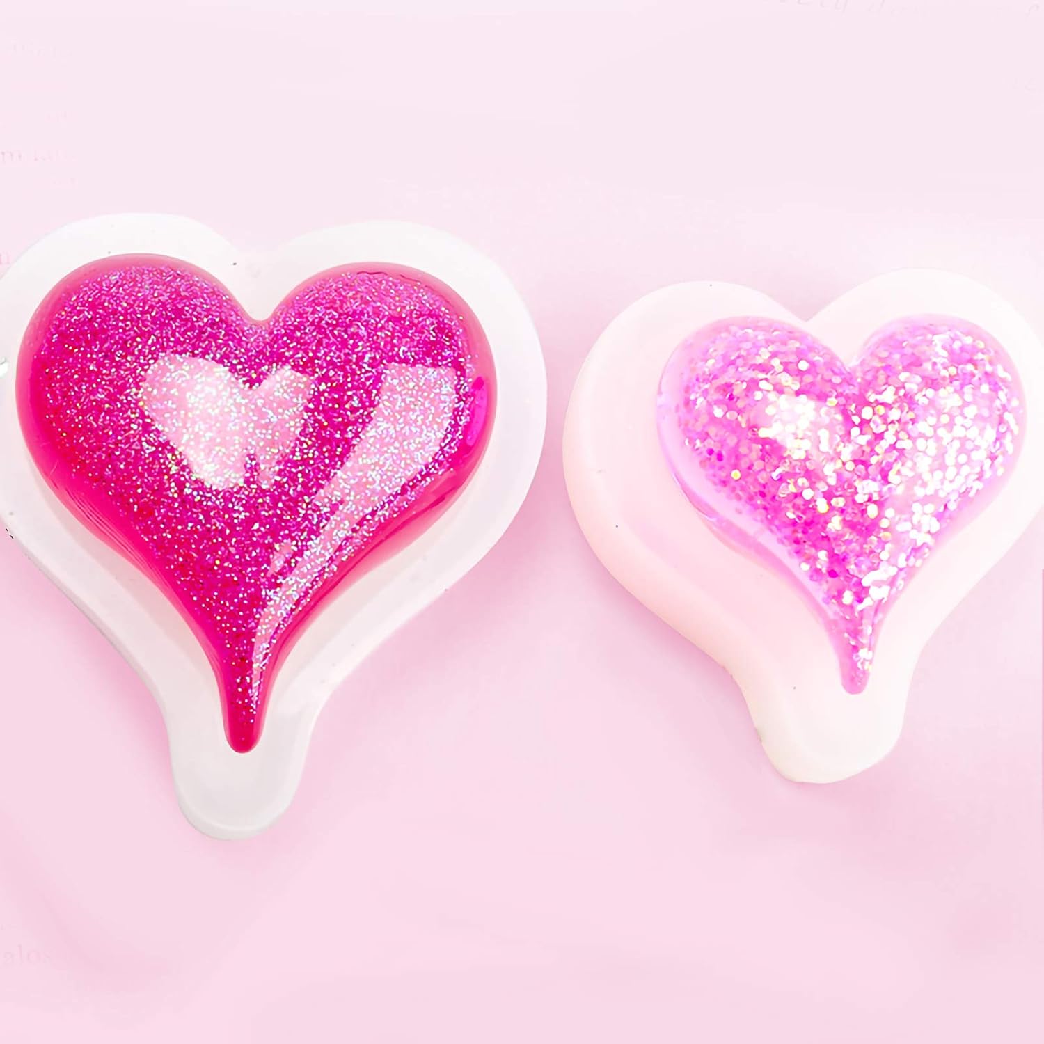 WANDIC 3 moldes de resina epoxi de corazón de amor, moldes de silicona hechos a mano para manualidades, decoración de fondant y fabricación de
