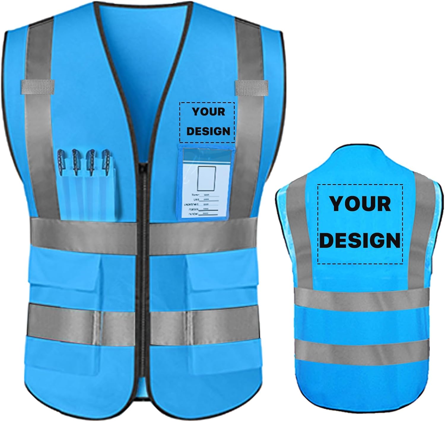 YOWESHOP Chaleco de seguridad de alta visibilidad reflectante personaliza tu logotipo ropa de trabajo de seguridad con tiras reflectantes y bolsillos