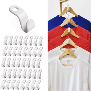 DG HOME & MORE 40 perchas de plástico para colgar ropa con ganchos para colgar, color blanco DG HOME & MORE 40 perchas de plástico para colgar ropa con ganchos para colgar, color blanco