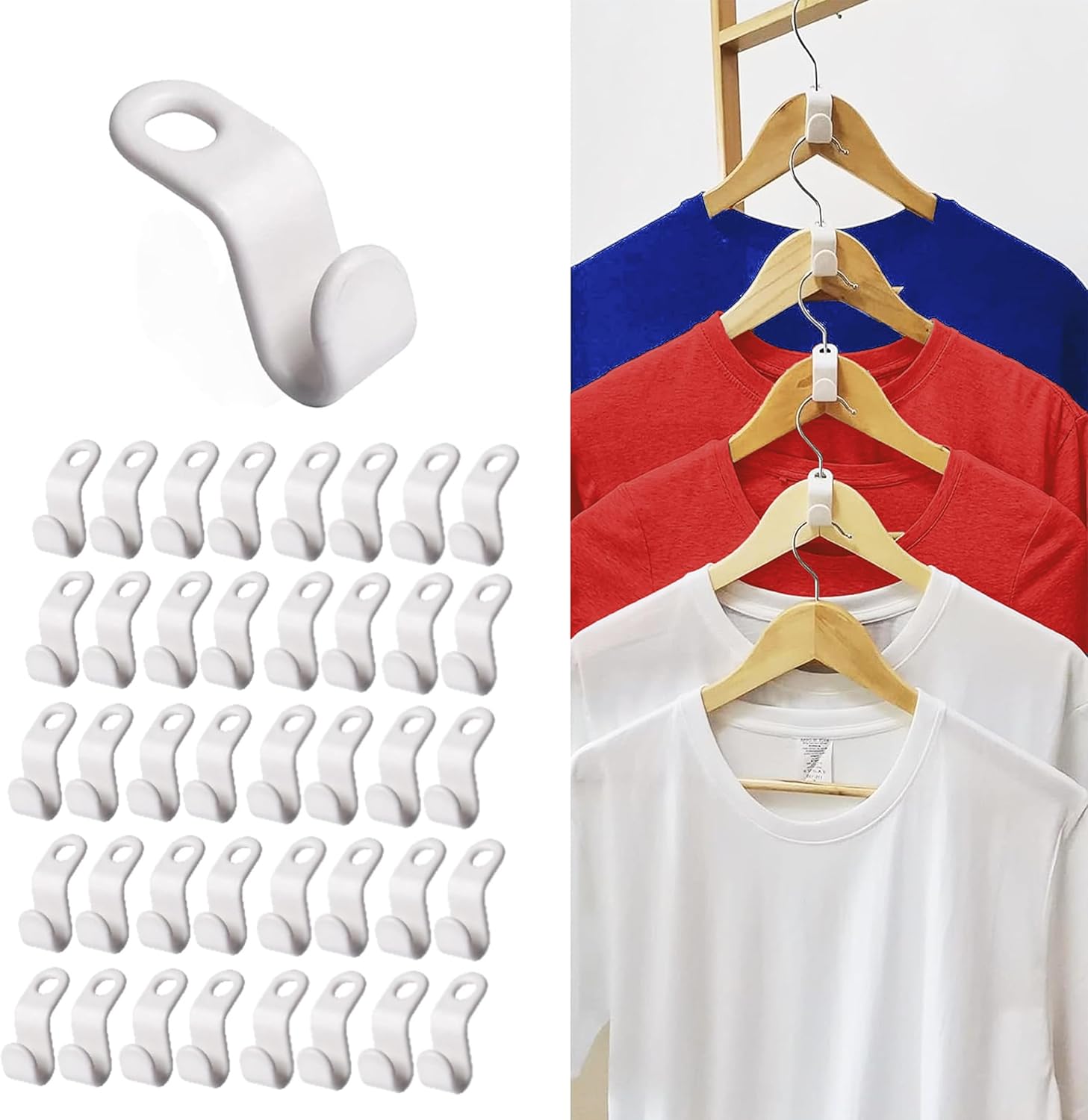 DG HOME & MORE 40 perchas de plástico para colgar ropa con ganchos para colgar, color blanco