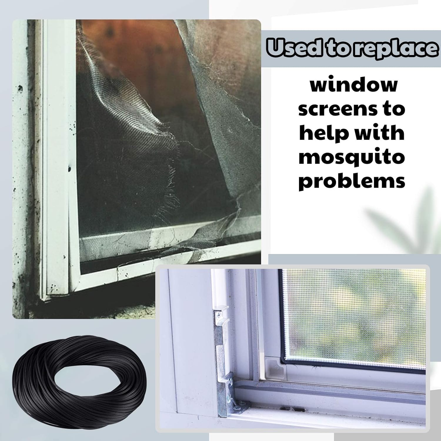 Rejilla de pantalla de 250 pies, color negro, ranura hueca para puerta y ventana, soporte de malla para fijación de mosquiteros (0.19 pulgadas)