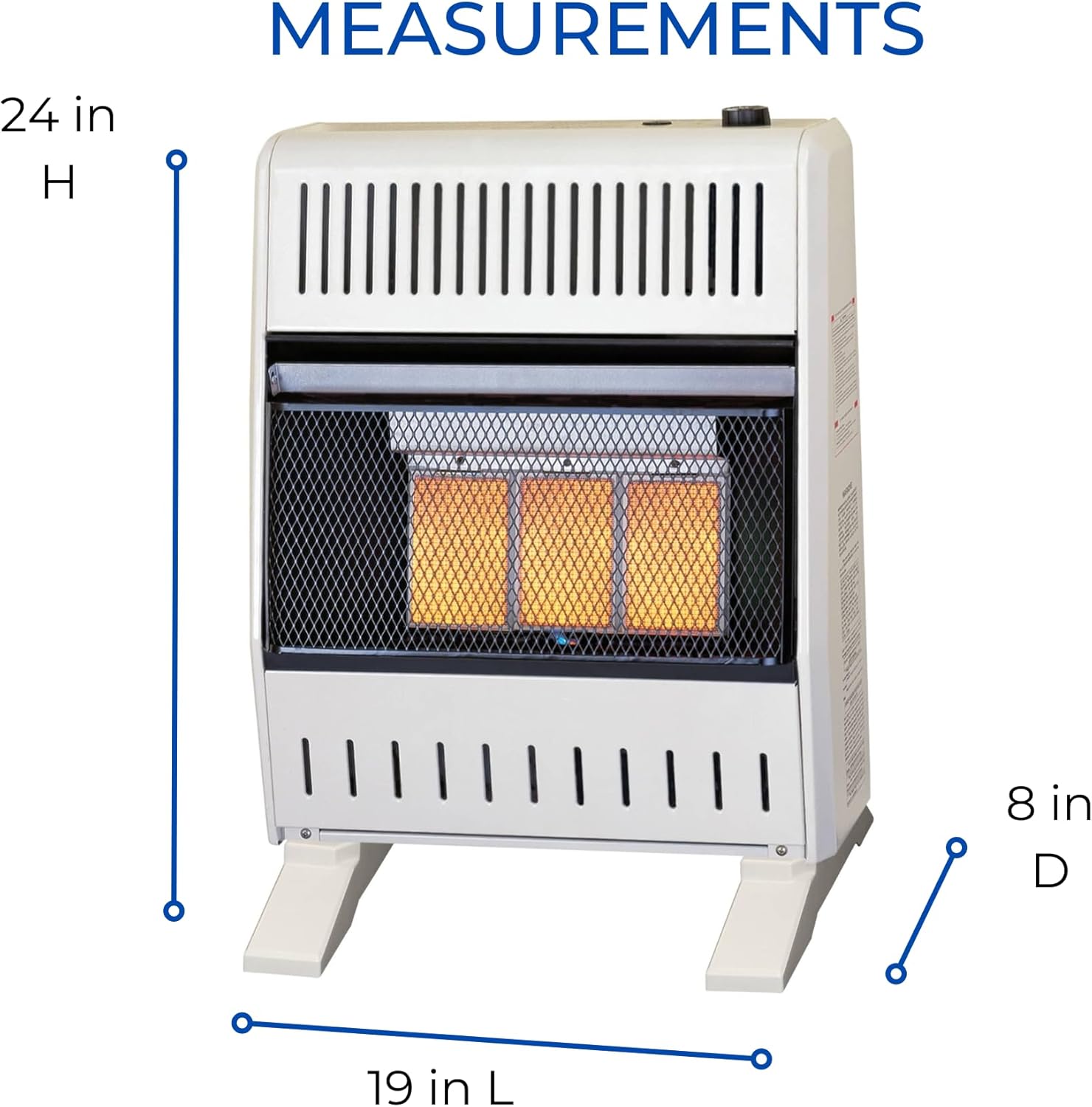 ProCom ML150TPA-B Calentador infrarrojo de gas propano sin ventilación con control de termostato para uso doméstico y oficina, 20,000 BTU, calienta