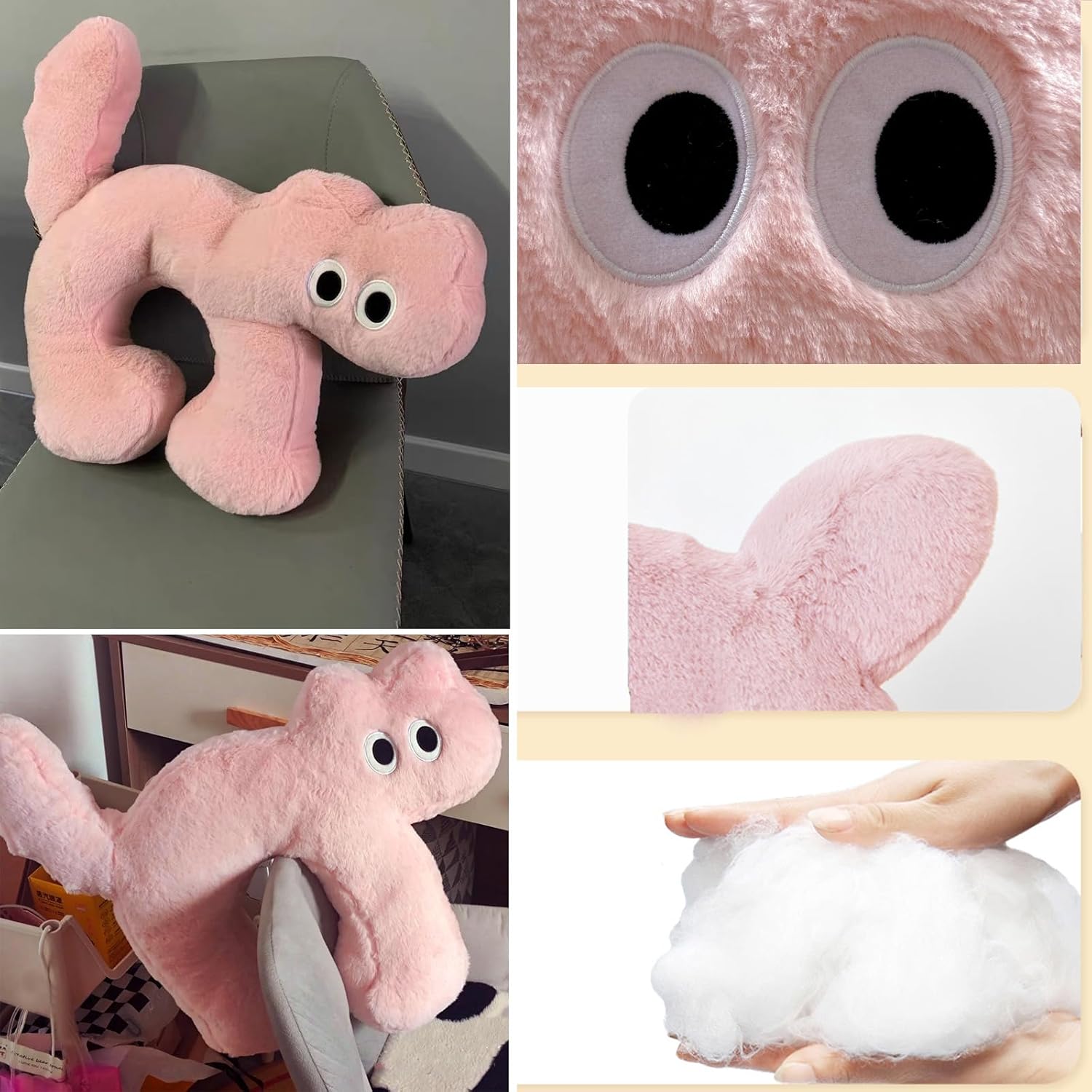 Almohada corporal Kawaii de felpa de gato de 21.7 pulgadas, lindo gato negro, divertido juguete de almohada de cuello de gato, almohada para