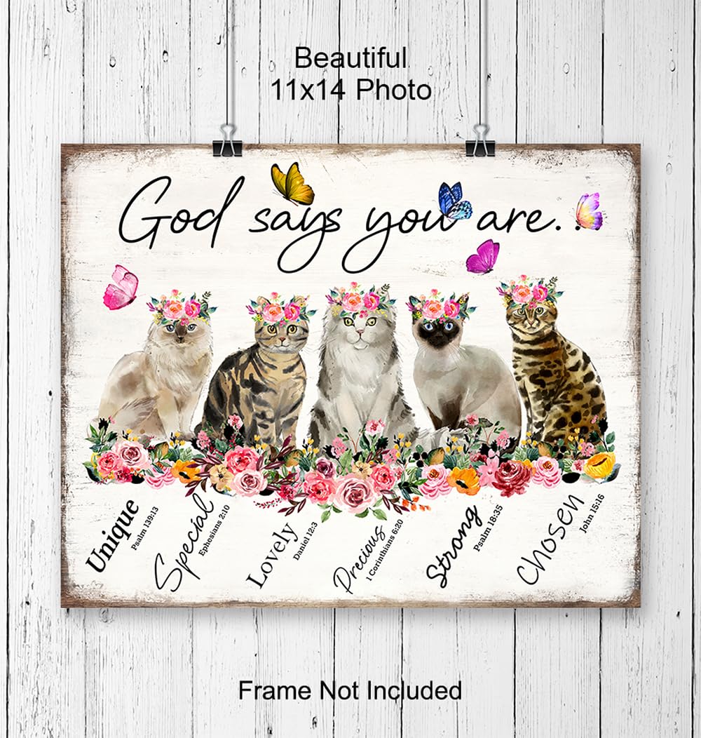 Christian Inspirational Wall Art 11×14 – Bible Verse Psalm Scripture Wall Decor for Women – Christian Gifts – Love, Faith, God Says – positive