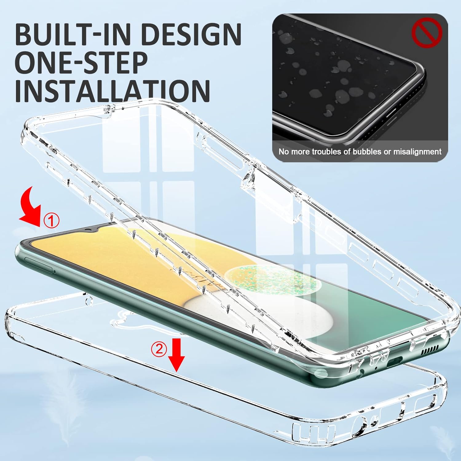 PUJUE Funda para Samsung Galaxy A13 5G Funda protectora transparente a prueba de golpes – Funda delgada y resistente de doble capa de protección