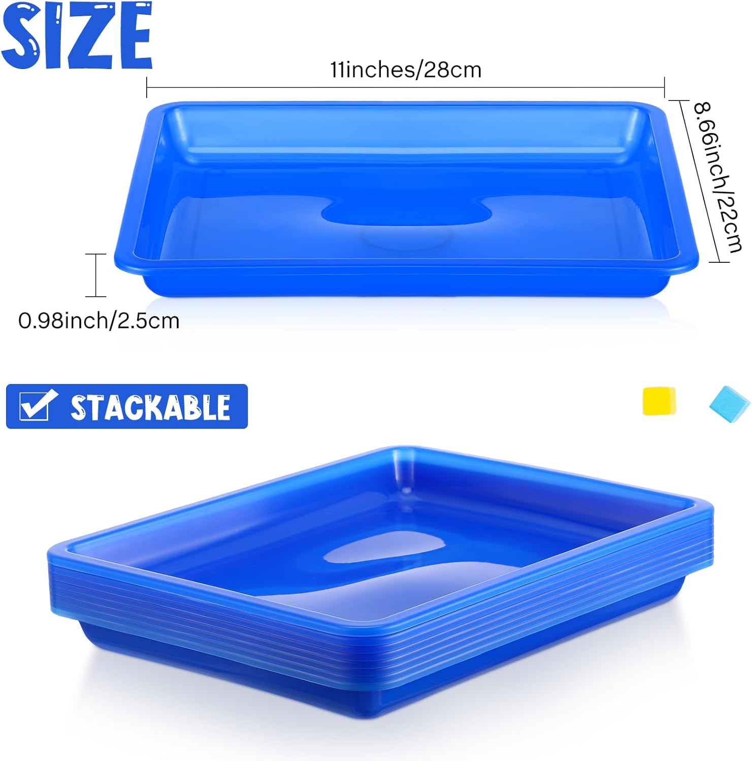 24 bandejas de plástico para actividades artísticas y bandejas de manualidades de 11 x 8.66 x 0.98 pulgadas, bandeja organizadora de servicios,