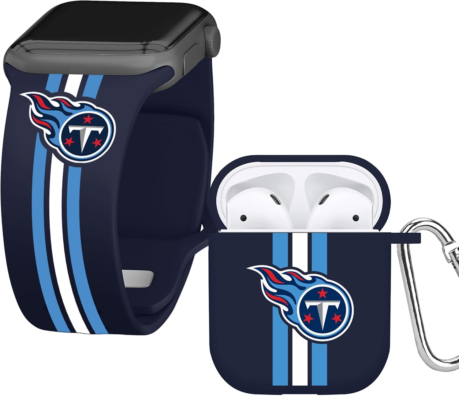 Game Time Paquete combinado Tennessee Titans HD compatible con Apple Watch y AirPods Gen 1 y 2