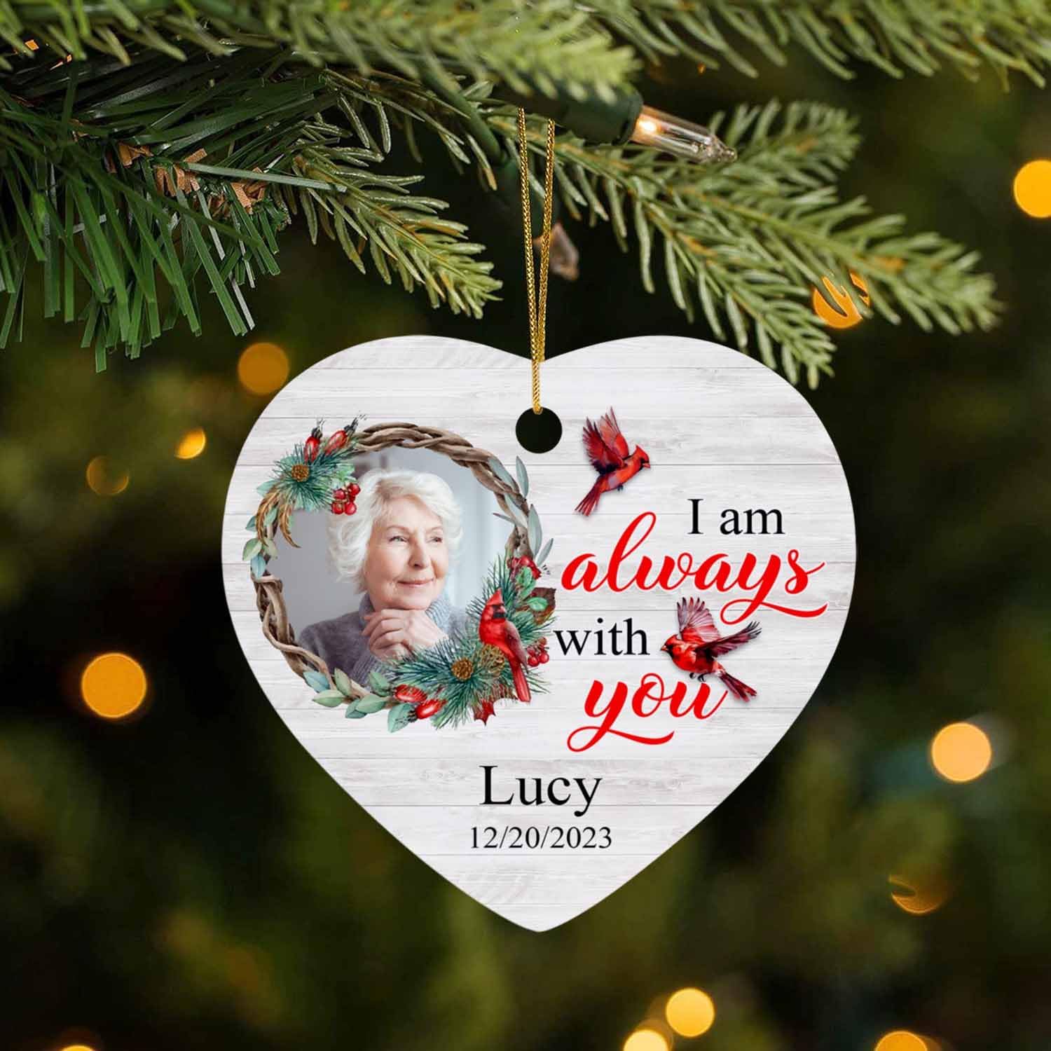 Adorno de Navidad I Am with You, adornos de Navidad conmemorativos personalizados, adorno de foto de abuela personalizado, regalos de recuerdo