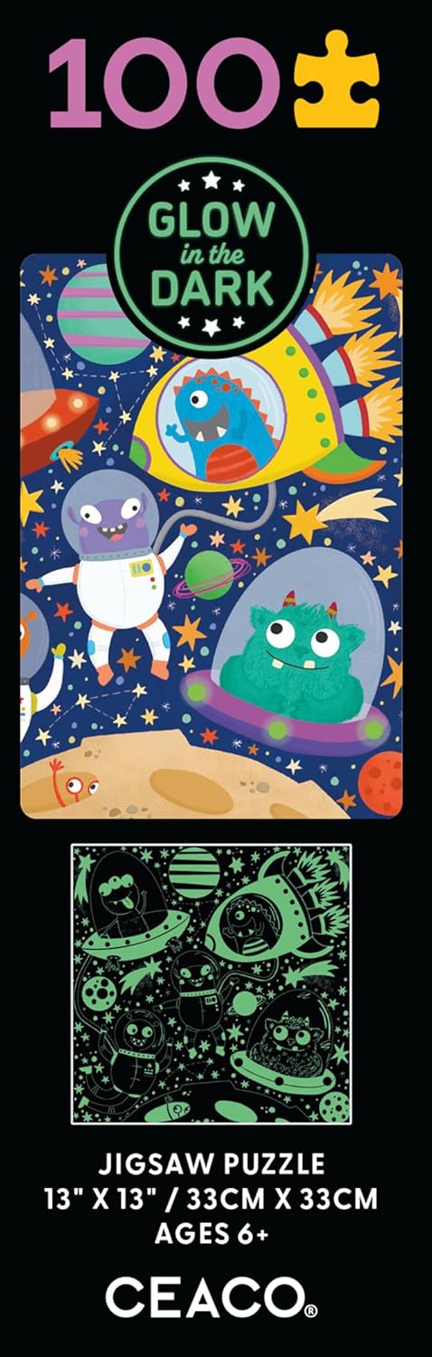 Ceaco – Brillan en la oscuridad – Space Aliens – Rompecabezas de 100 piezas