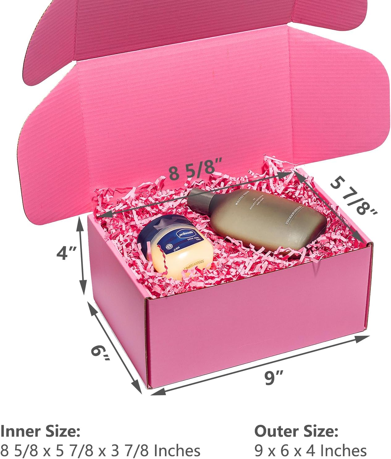 Cajas de envío de 9 x 6 x 4 pulgadas, paquete de 25 cajas de correo de cartón corrugado rosa para pequeñas empresas, bonitos artículos de embalaje