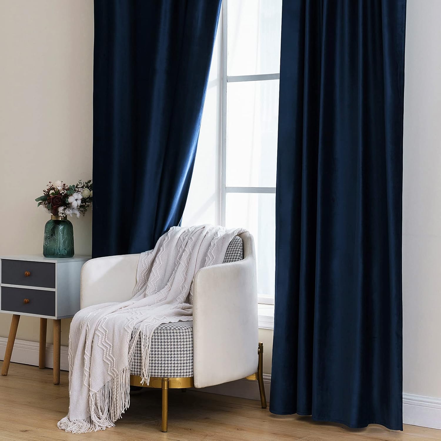 MIULEE Cortinas de terciopelo de 63 pulgadas de largo, 2 paneles de cortinas opacas de lujo para dormitorio, sala de estar, cortinas de ventana