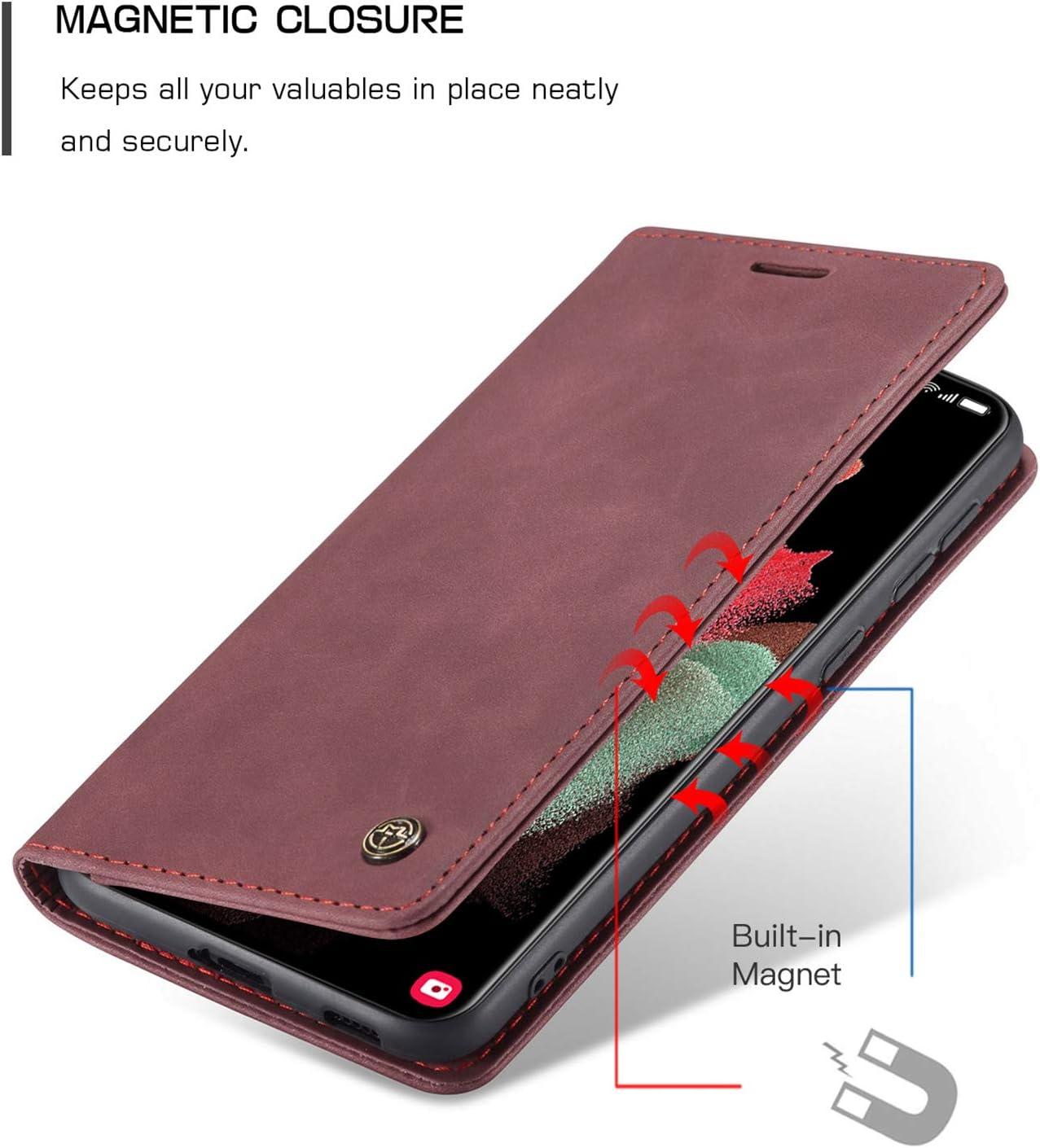 QLTYPRI Para Samsung Galaxy S22 Funda Vintage PU Cuero Billetera Funda TPU Bumper Tarjetas Ranuras Manos Libres Kickstand Cierre Magnético A Prueba