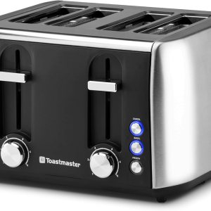 Toastmaster Tostadora rápida de 4 rebanadas, inoxidable y negro, TM-49TS Toastmaster Tostadora rápida de 4 rebanadas, inoxidable y negro, TM-49TS