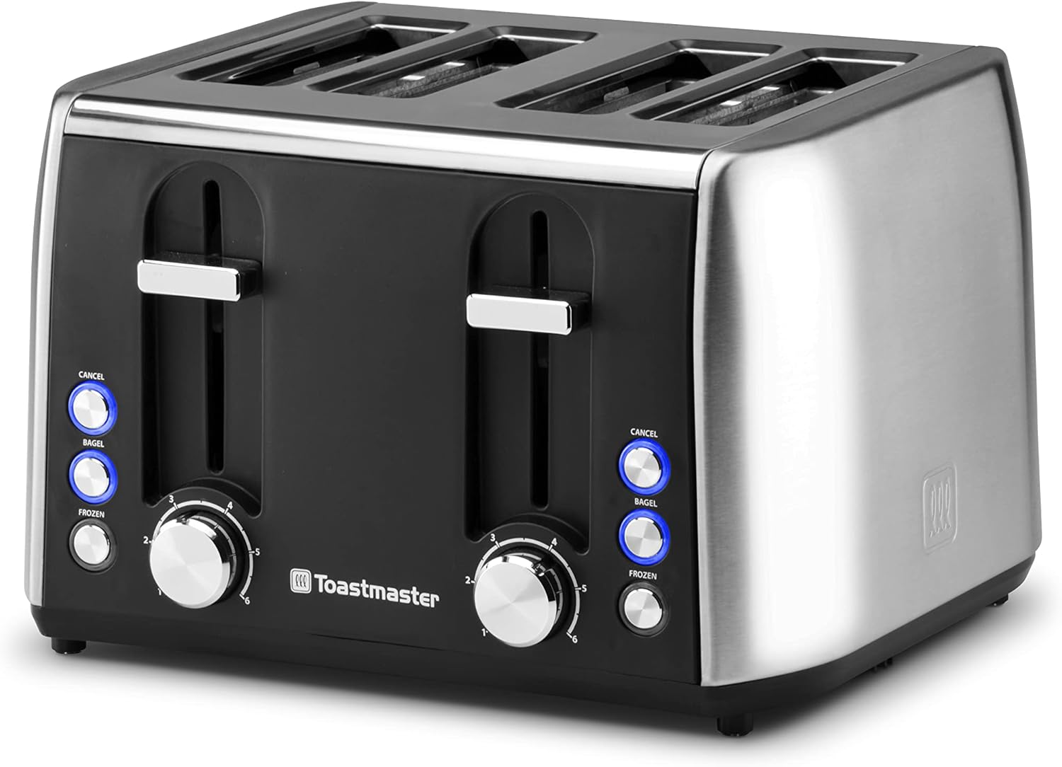 Toastmaster Tostadora rápida de 4 rebanadas, inoxidable y negro, TM-49TS