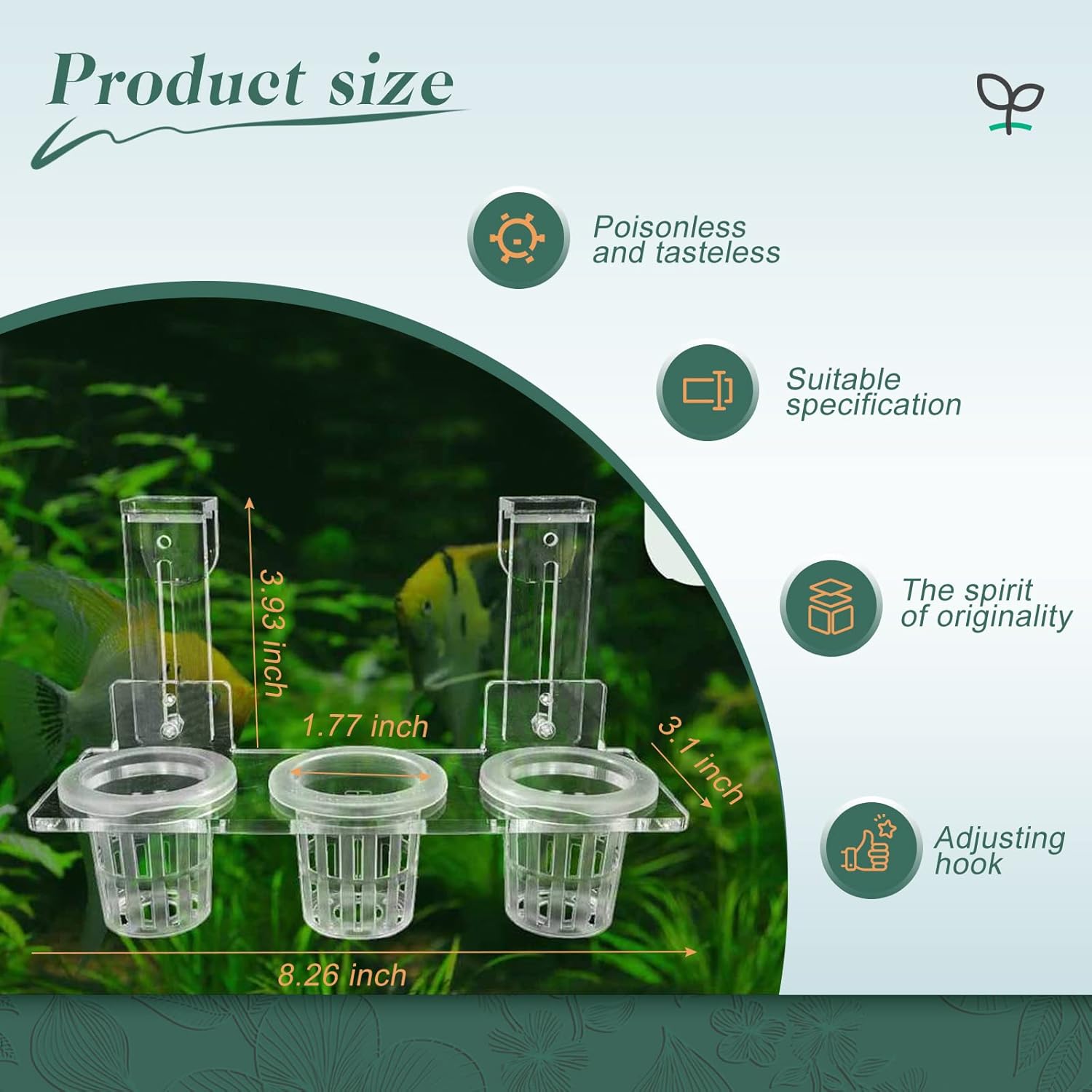 Soporte acrílico para plantas de acuario para colgar plantas acuáticas, gancho ajustable, maceta para plantas colgantes y decoración de acuarios