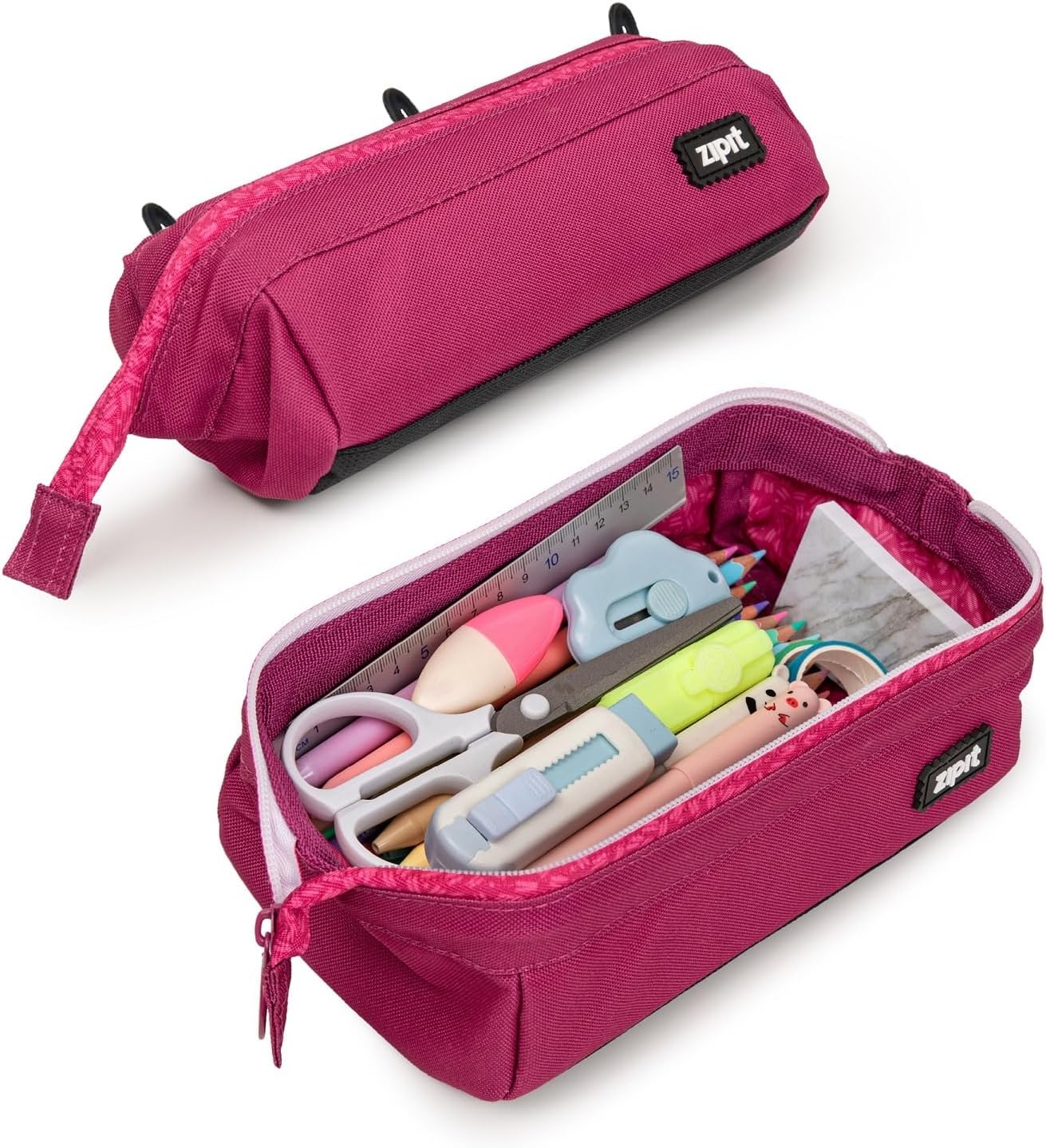 ZIPIT Lenny – Estuche para lápices para niñas, estuche de gran capacidad, estuche para lápices para la escuela, la universidad y la oficina (rosa)