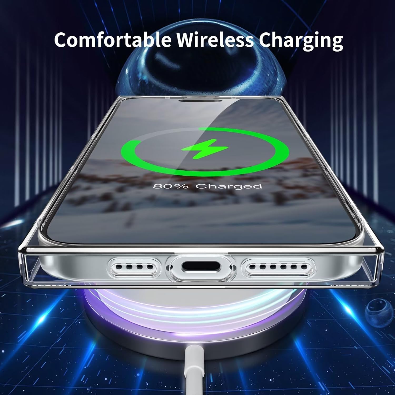 Tzomsze Funda cuadrada compatible con iPhone 15 Plus transparente, protección completa de la cámara y esquinas reforzadas, funda delgada de silicona