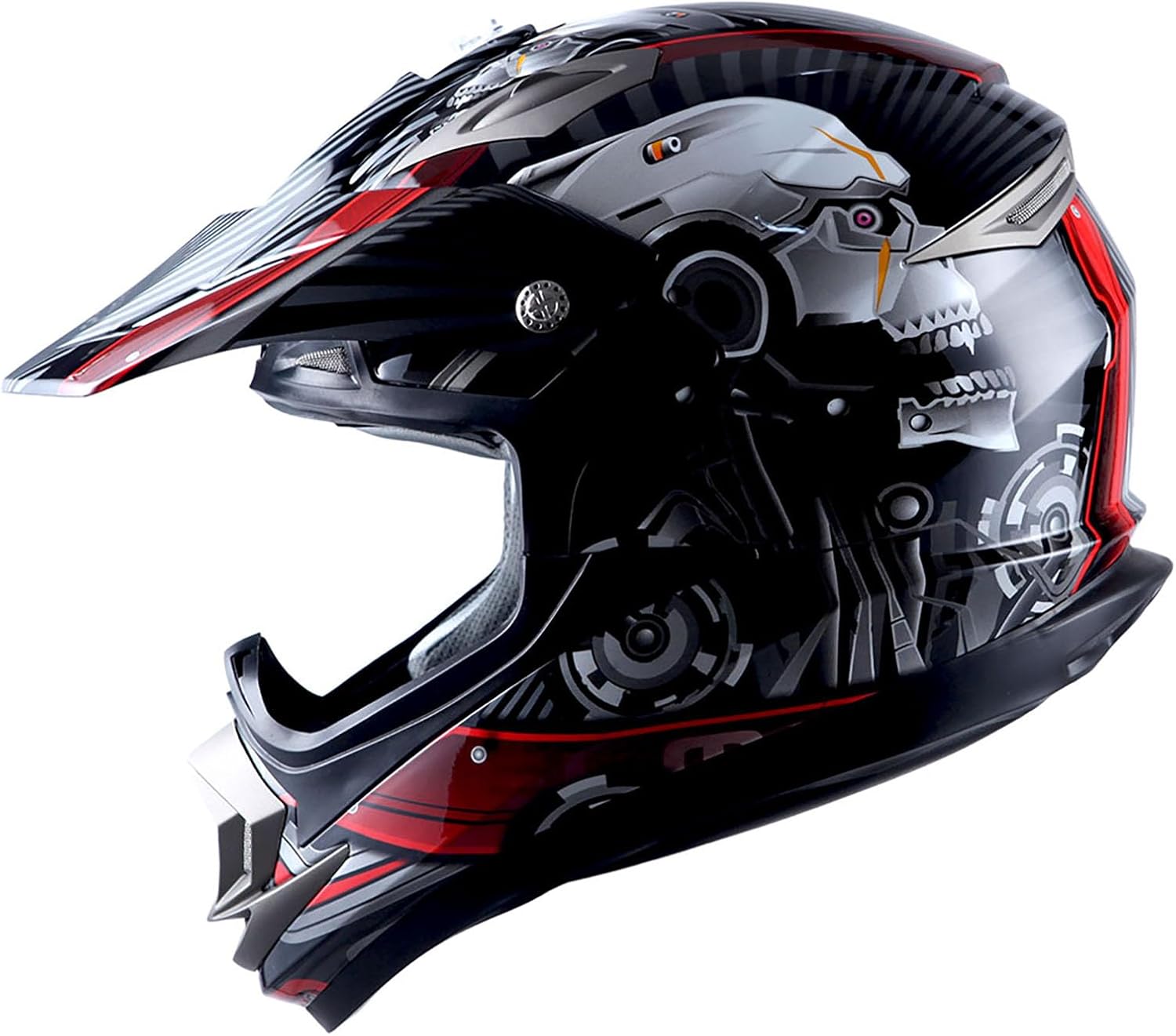 Casco de motocross para adulto, todo terreno MX BMX ATV Dirt Bike mecánico de fibra de carbono negra