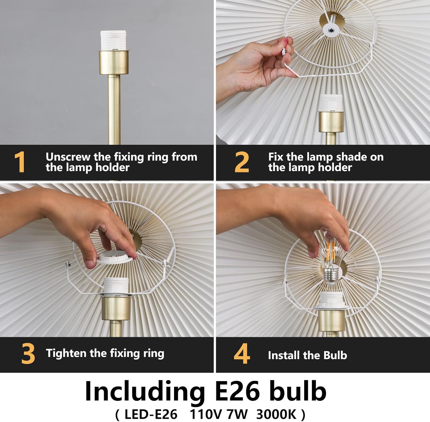 KUNJOULAM Lámpara de mesa plisada pequeña, lámpara de mesita de noche con pantalla beige, mini lámpara Morden para dormitorio, sala de estar,