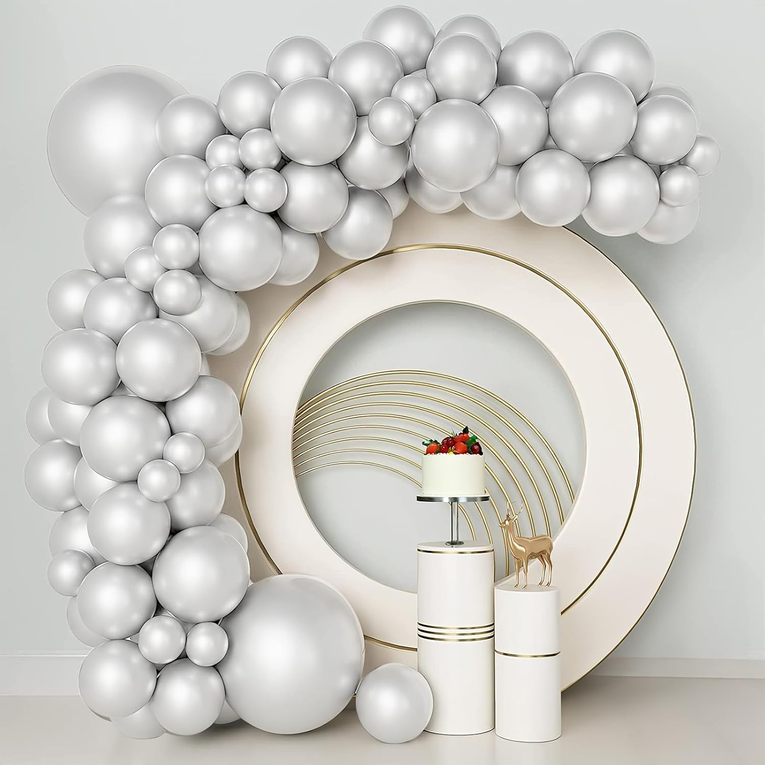 Globos plateados, globos metálicos plateados, 50 unidades, globos plateados de 12 pulgadas, globos plateados metálicos, globos para decoración de