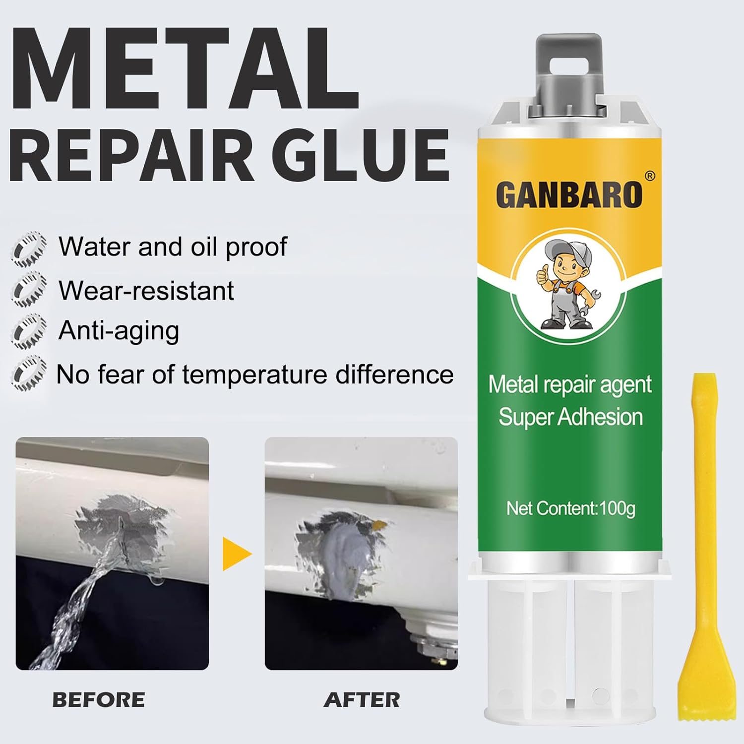 Pegamento de reparación de fundición, pegamento de reparación de metal, relleno de soldadura de metal líquido resistente a altas temperaturas para