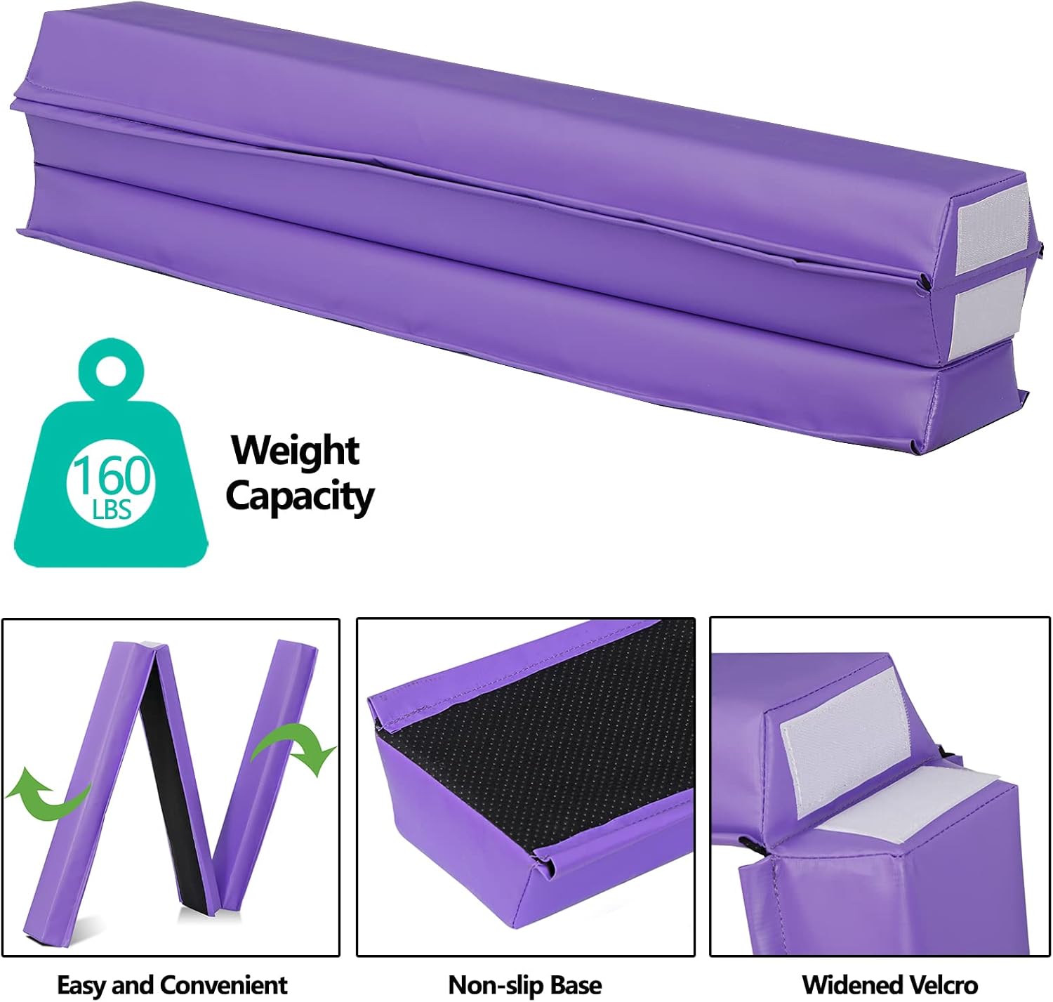 ZENY Barra de equilibrio de gimnasia plegable de 9 pies con base antideslizante de espuma extra firme para caminar, entrenamiento de equilibrio en