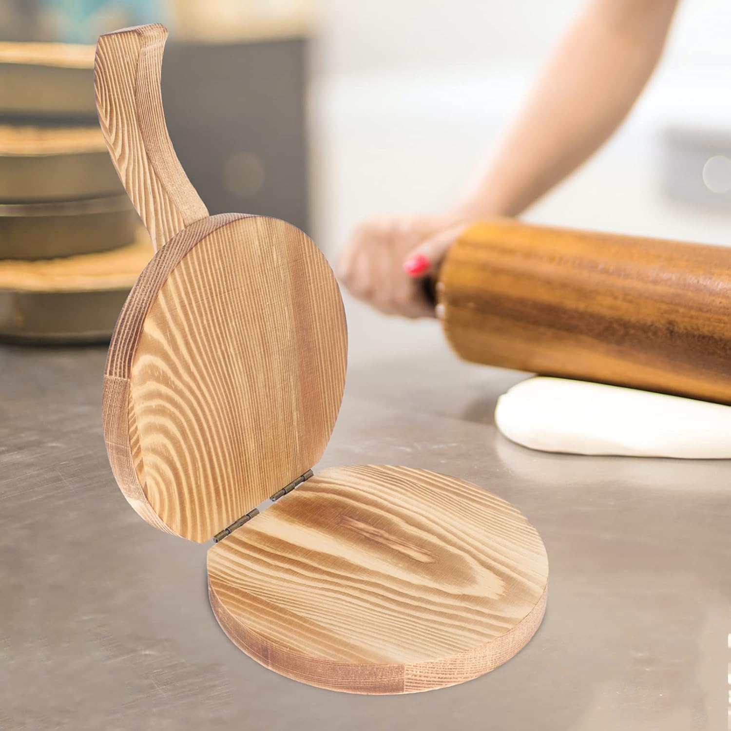Fabricante de prensa de crepé Máquina de tortilla de madera para hacer albóndigas Máquina para hacer tortillas Herramienta de prensa de masa de