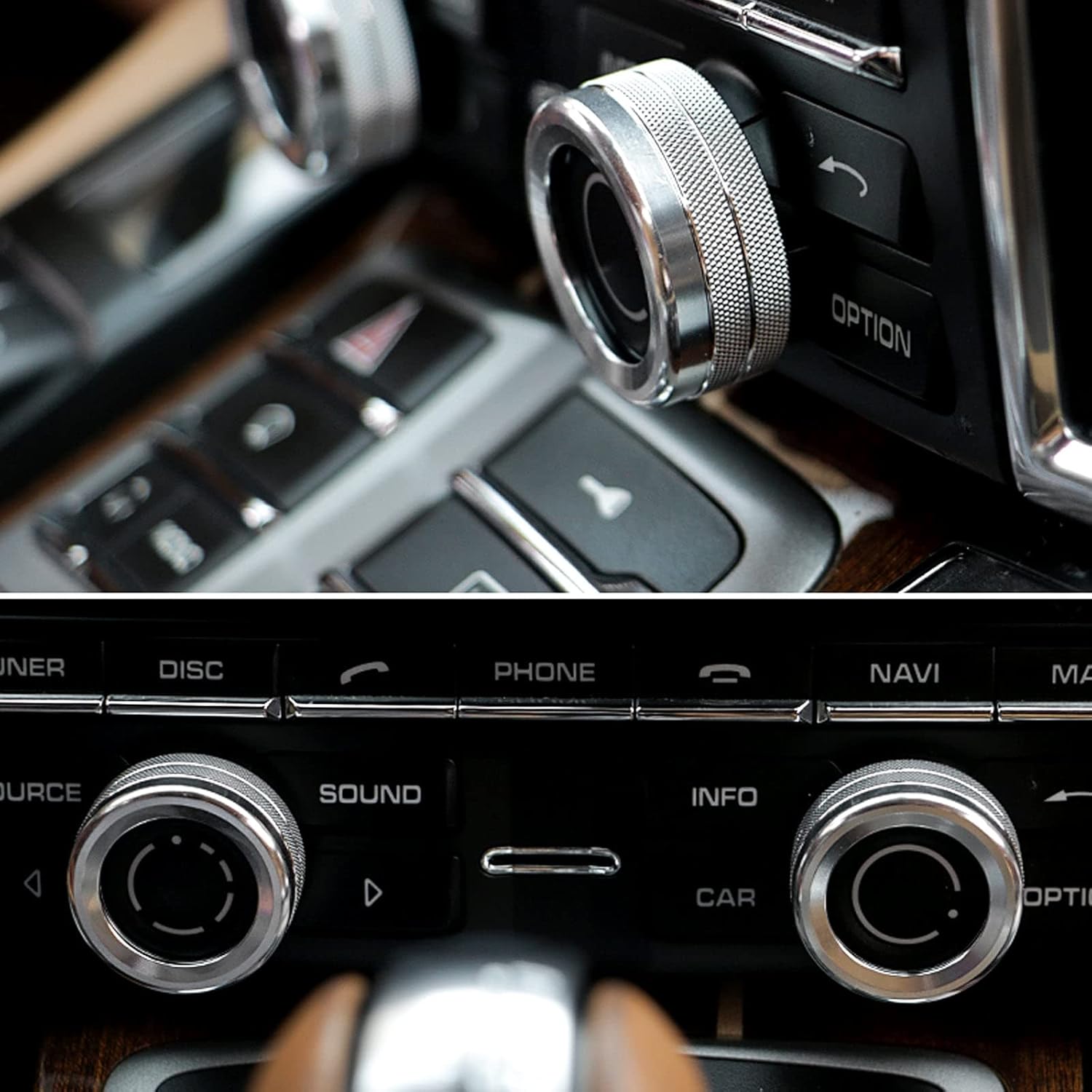 Xotic Tech – Consola central de CA, control de clima, multimedia, de volumen, cubierta de anillo compatible con Porsche Cayenne y Panamera (aluminio