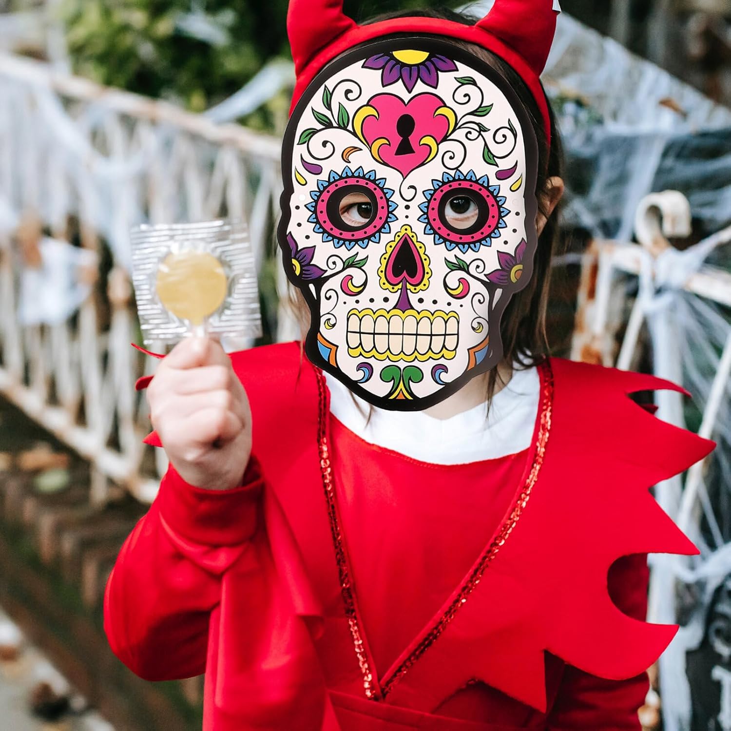 EXCEART 6 máscaras del Día de los Muertos, máscaras de papel de calavera, esqueletos, máscaras de cosplay, fiesta del Cinco de Mayo, sombreros para