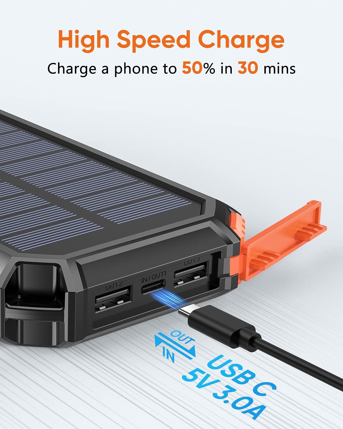 Riapow 26800mAh cargador solar inalámbrico cargador portátil y 27000mAh banco de energía solar con cables