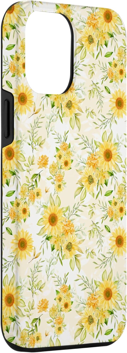 Funda para iPhone 13 Pro Max con diseño de girasol amarillo pastel