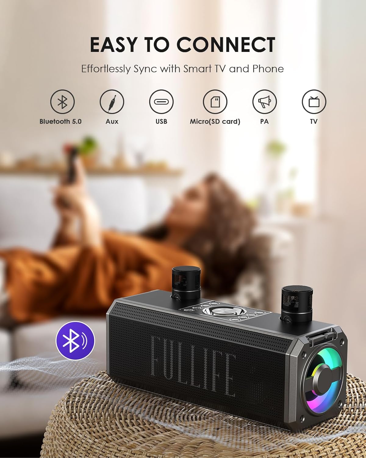 Máquina de karaoke para adultosniños con 2 micrófonos inalámbricos UHF, XIZJ 4000mAh altavoz portátil Bluetooth de karaoke con correaluces RGB,
