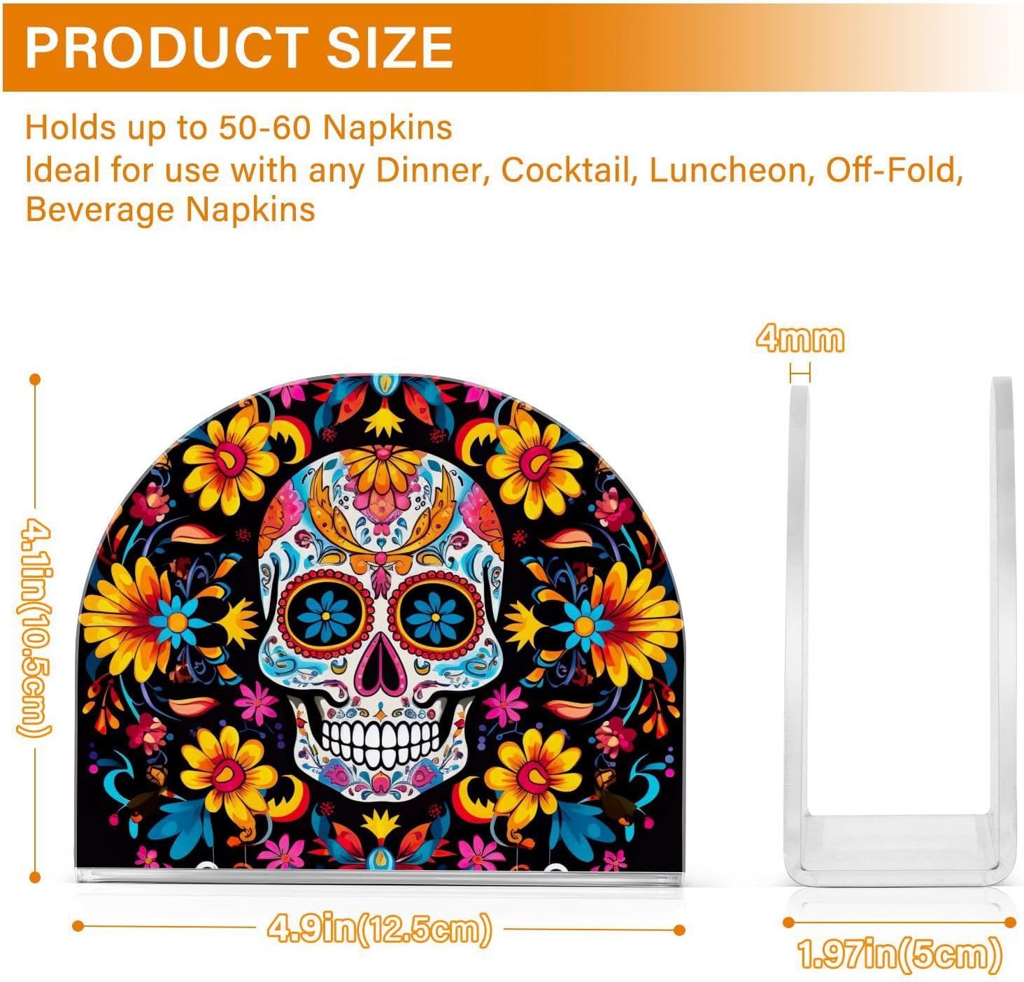 Servilletero de calavera de azúcar para mesa de Halloween, día muerto, dispensadores de servilletas de papel acrílico, servilleteros de cóctel para