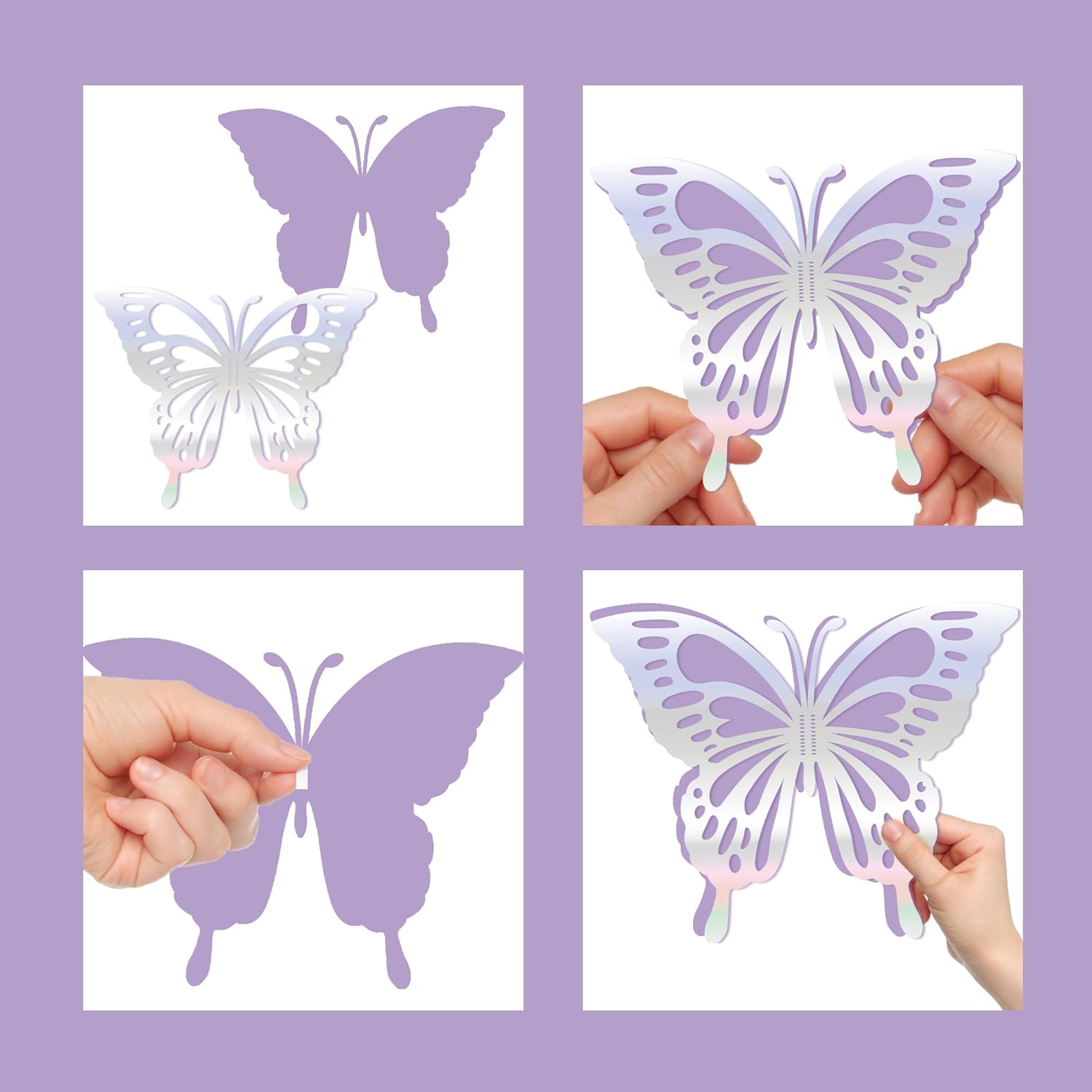 Juego de 14 calcomanías de mariposa 3D, 2 capas de papel gigante de mariposas, juego de decoración de pared de mariposas, calcomanías de pared de