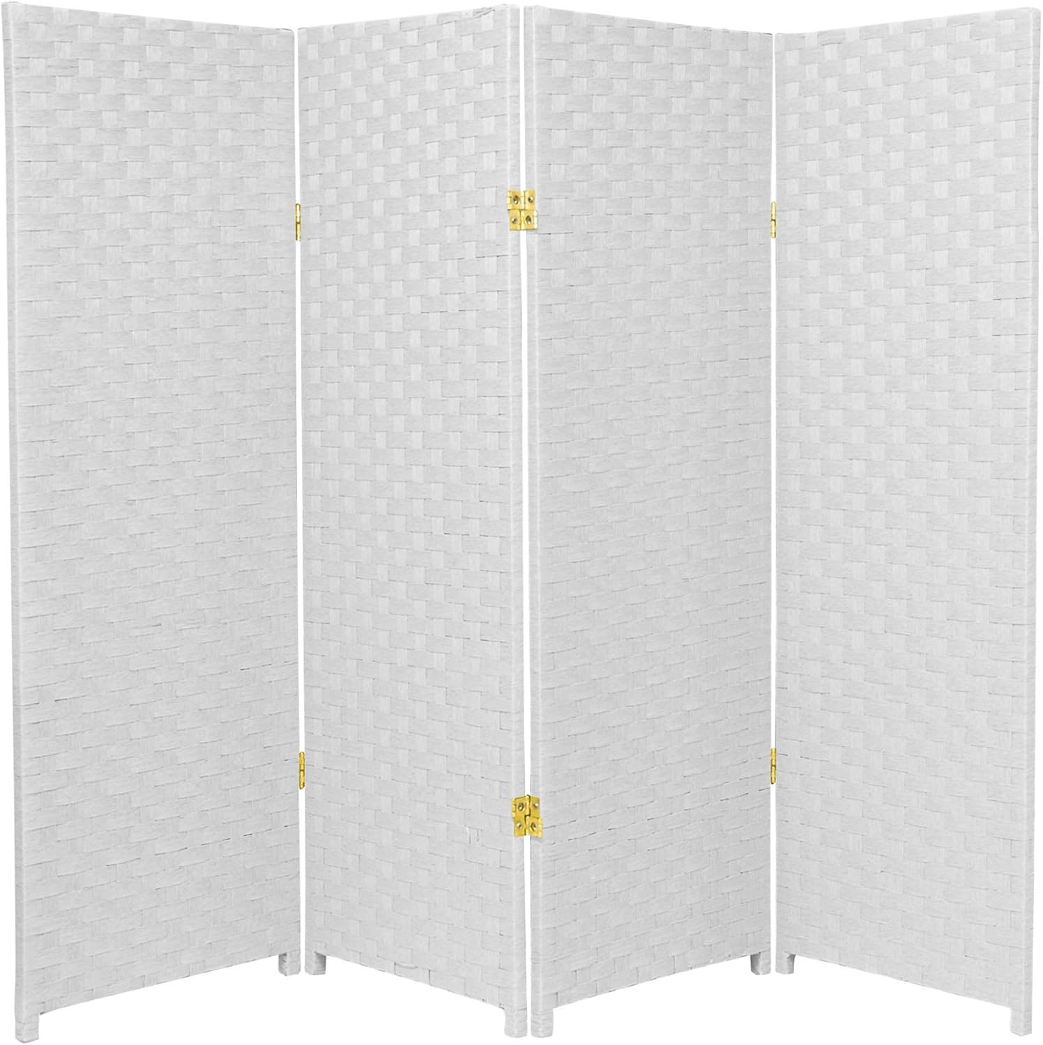 Pantalla plegable de fibra tejida corta de 4 pies – Blanco – 4 paneles
