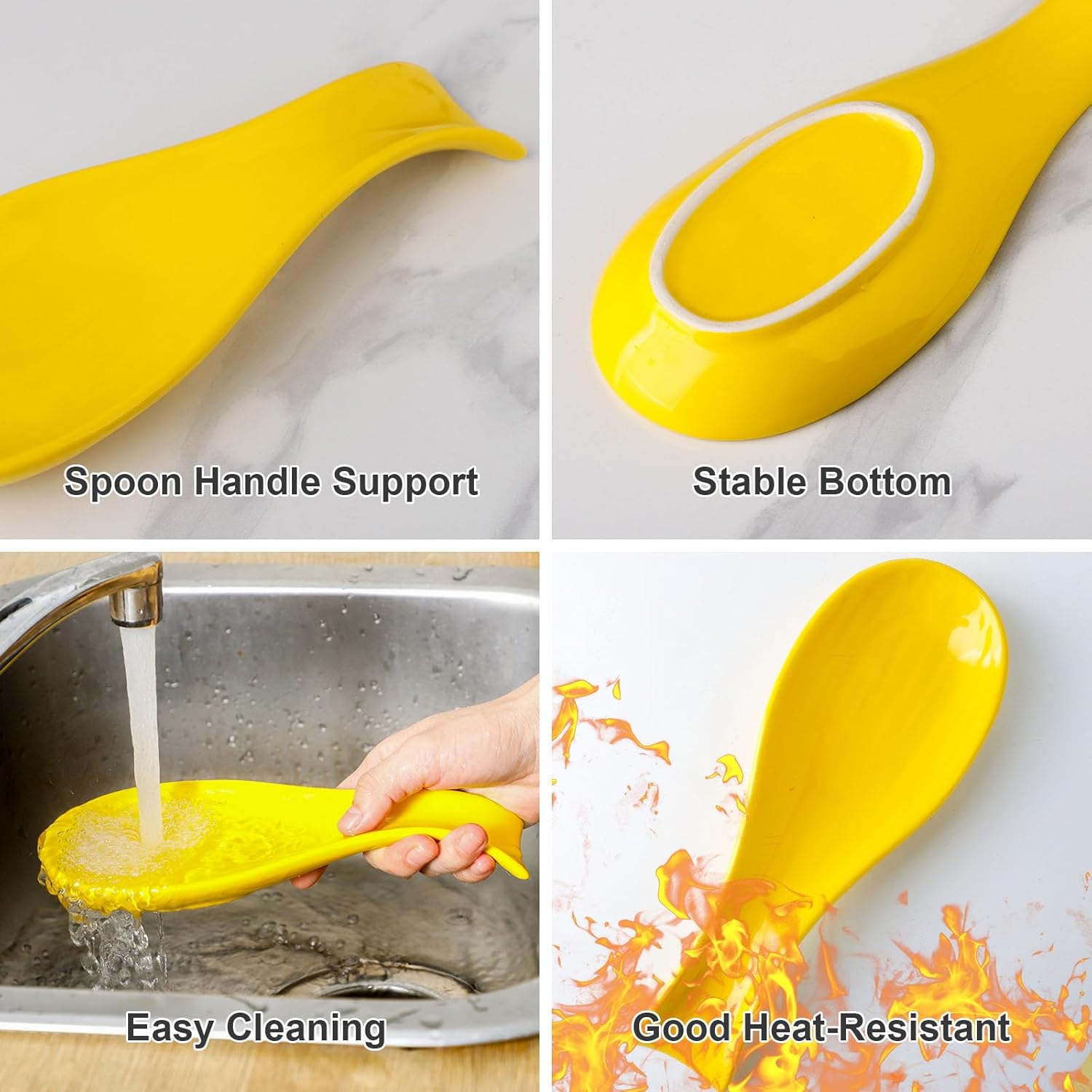 Hasense – Soporte de cuchara de cerámica para la parte superior de la estufa, soporte grande para cuchara de cocina para encimera de cocina, soporte