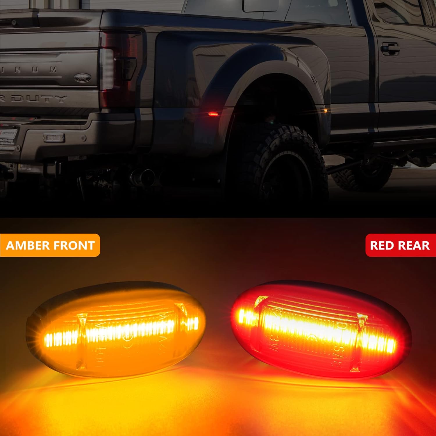 NEIFILES 4 luces LED laterales compatibles con Ford F350 F450 Super Duty 2011-2018 luces de parachoques delanteras y traseras dobles